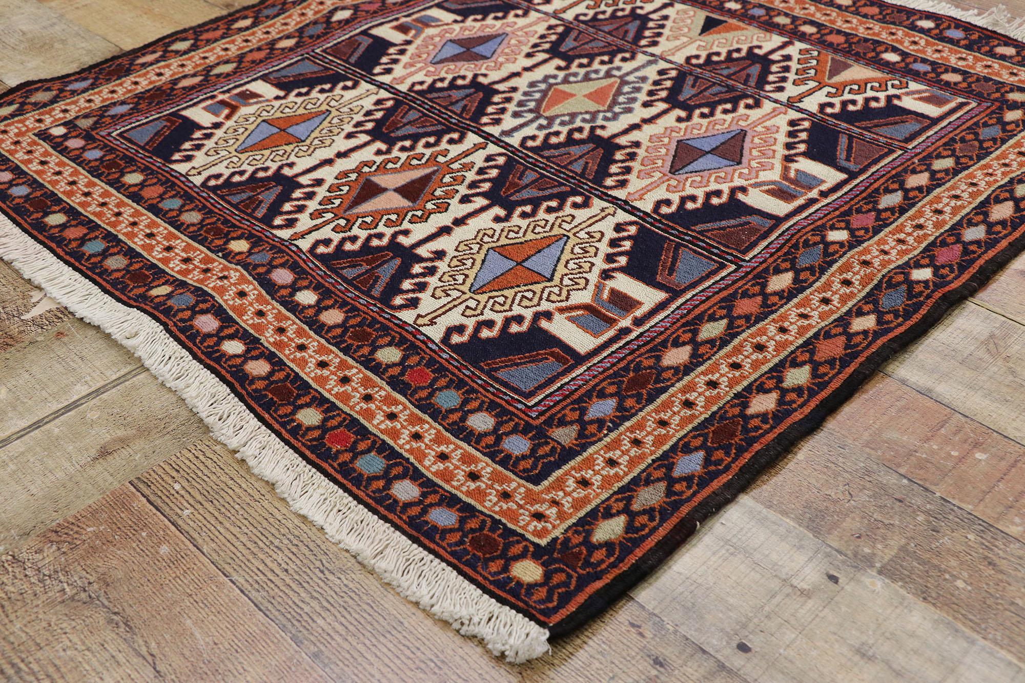 Wool Vintage Persian Shiraz Kilim Rug with Tribal Style For Sale