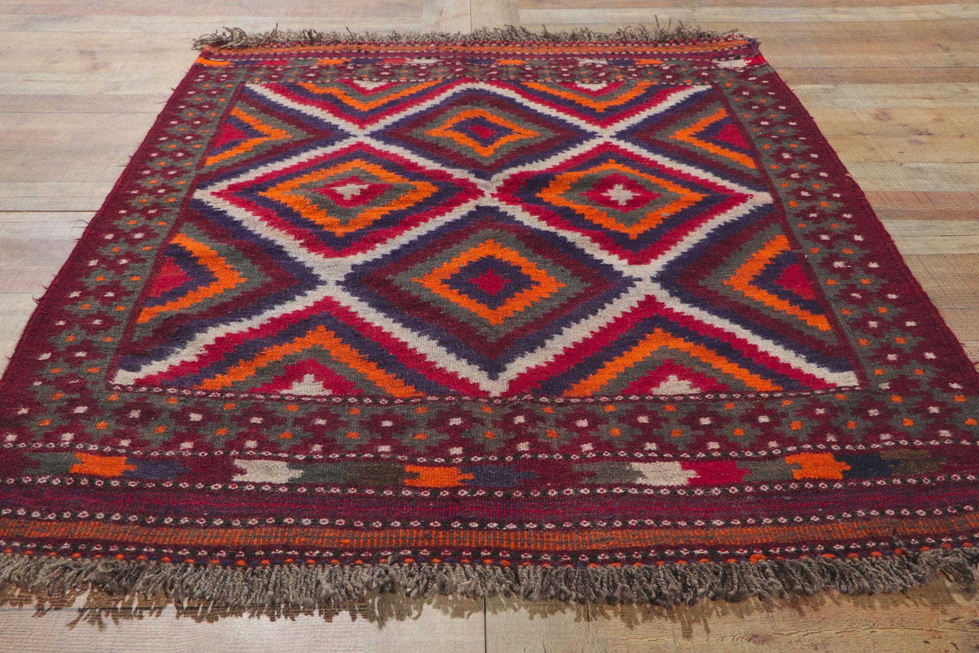 20th Century Vintage Persian Shiraz Kilim Rug, Tribal Allure Meets Contemporary Santa Fe For Sale