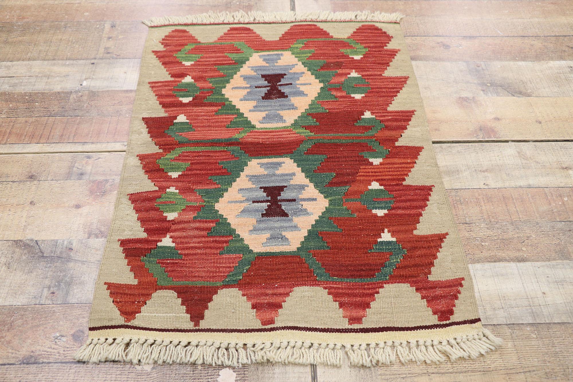 Vintage Persian Shiraz Kilim Rug, Luxury Lodge Meets Nomadic Charm For Sale 1