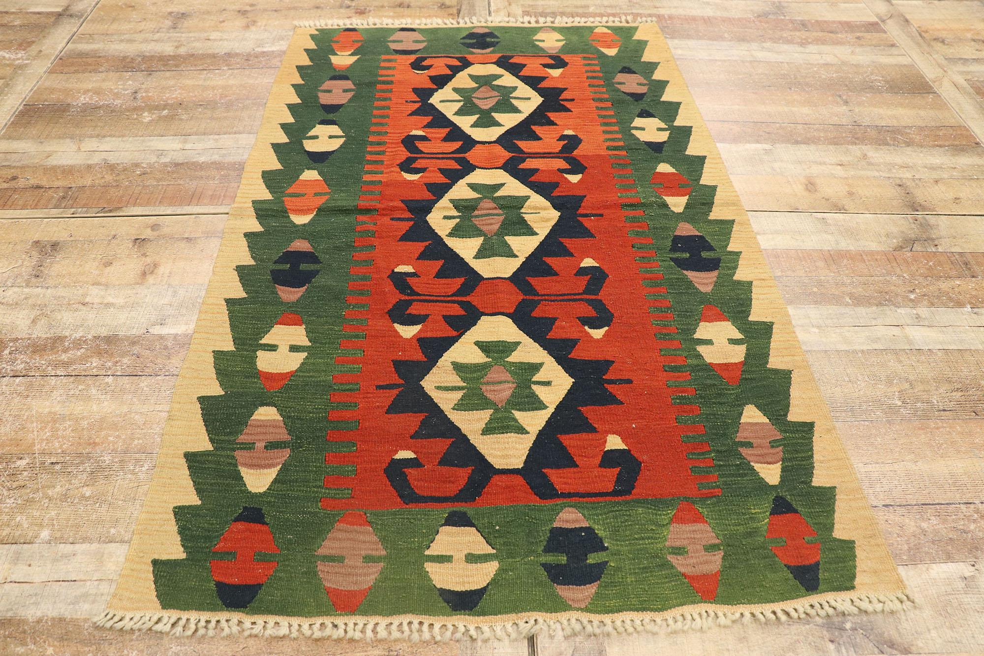 Vintage Persian Shiraz Kilim Rug, Modern Southwest Style Meets Luxury Lodge For Sale 1