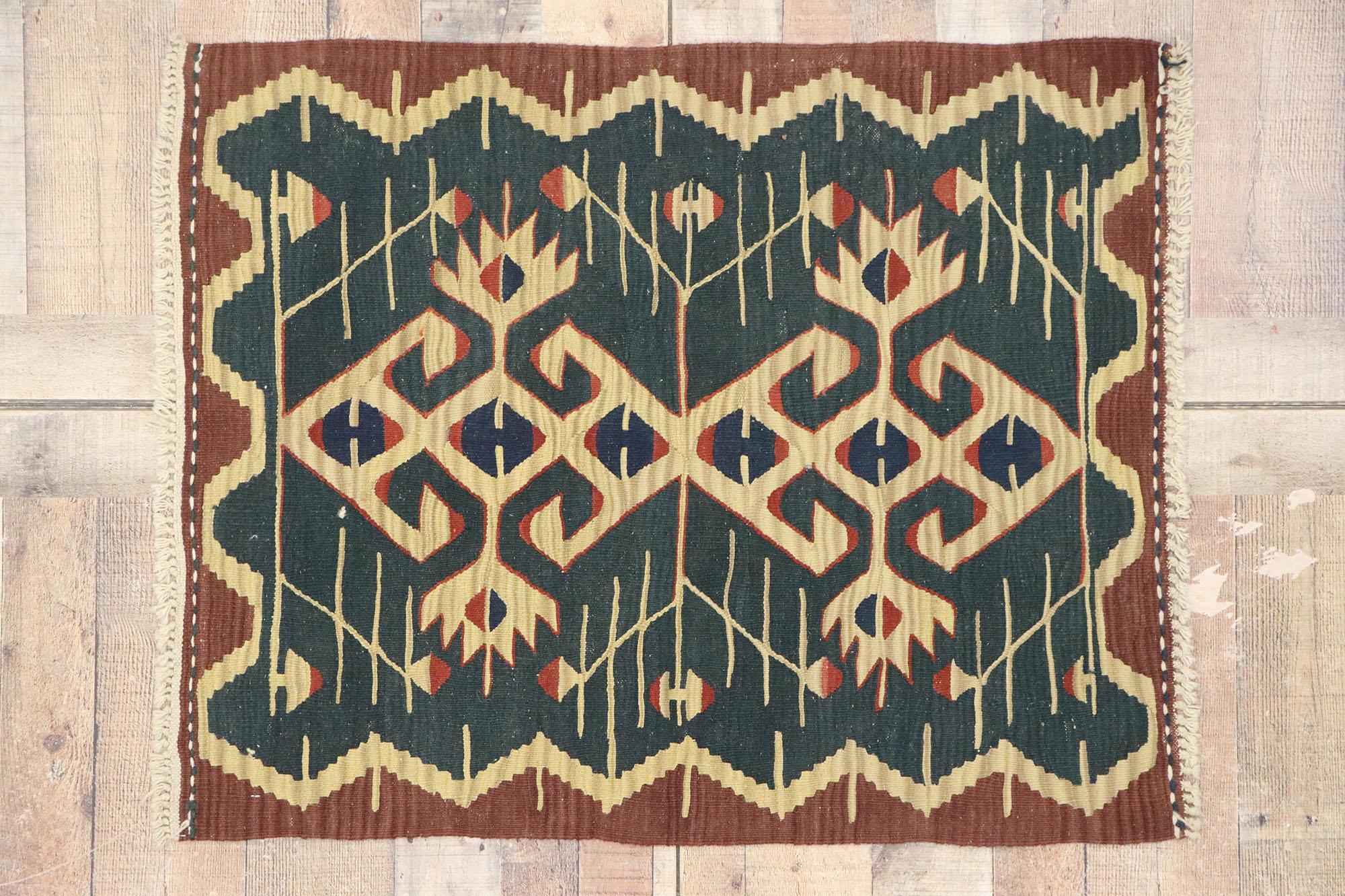 Vintage Persian Shiraz Kilim Rug, Modern Southwest Style Meets Luxury Lodge For Sale 2