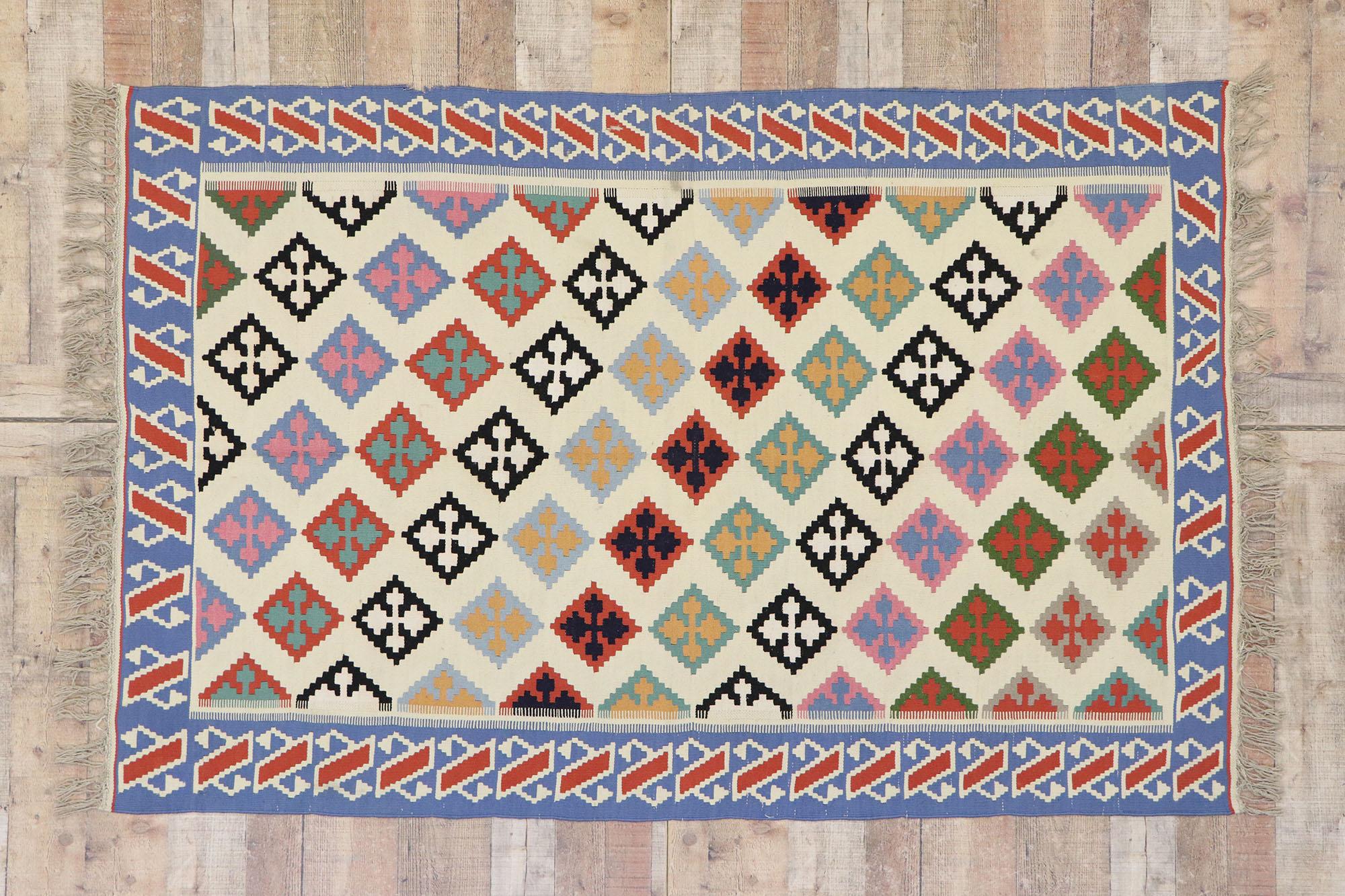 Vintage Persian Shiraz Kilim Rug with Tribal Style For Sale 2