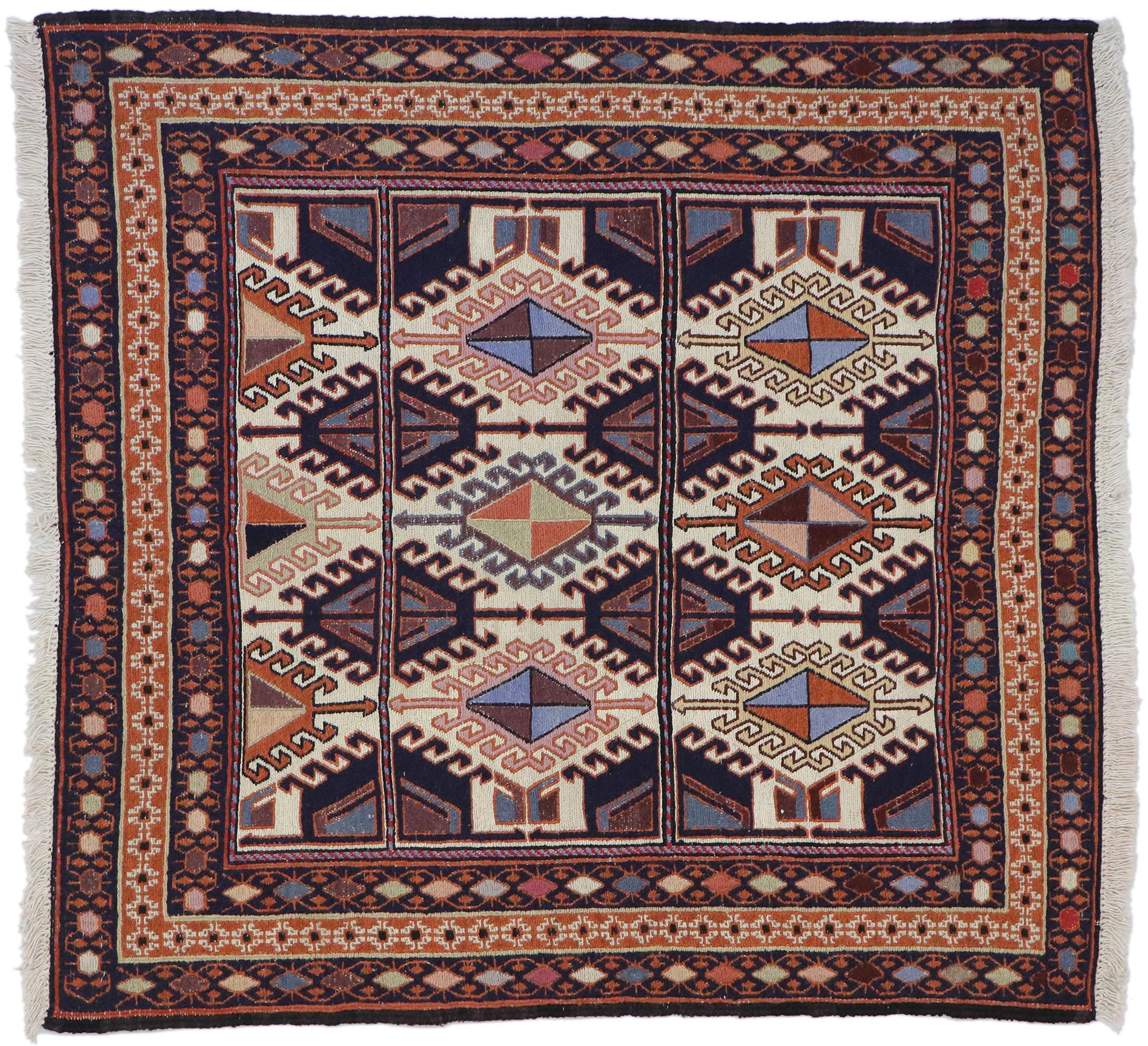 Vintage Persian Shiraz Kilim Rug with Tribal Style For Sale 3
