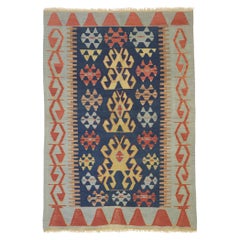 Vintage Persian Shiraz Kilim Rug with Tribal Style