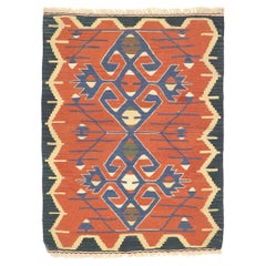 Vintage Persian Shiraz Kilim Rug with Tribal Style