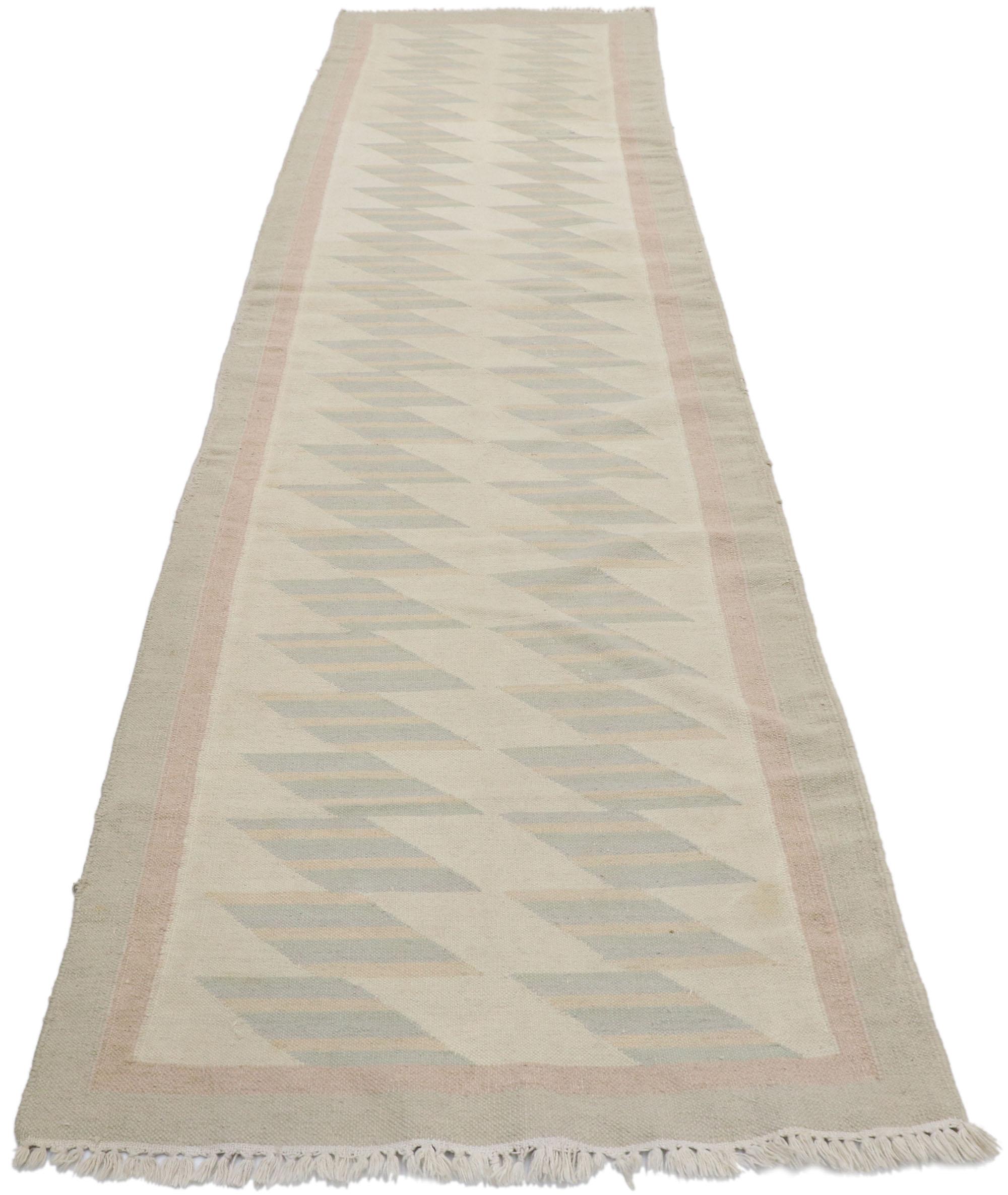 Hand-Woven Vintage Persian Shiraz Kilim Runner with Southwestern Bohemian Style For Sale