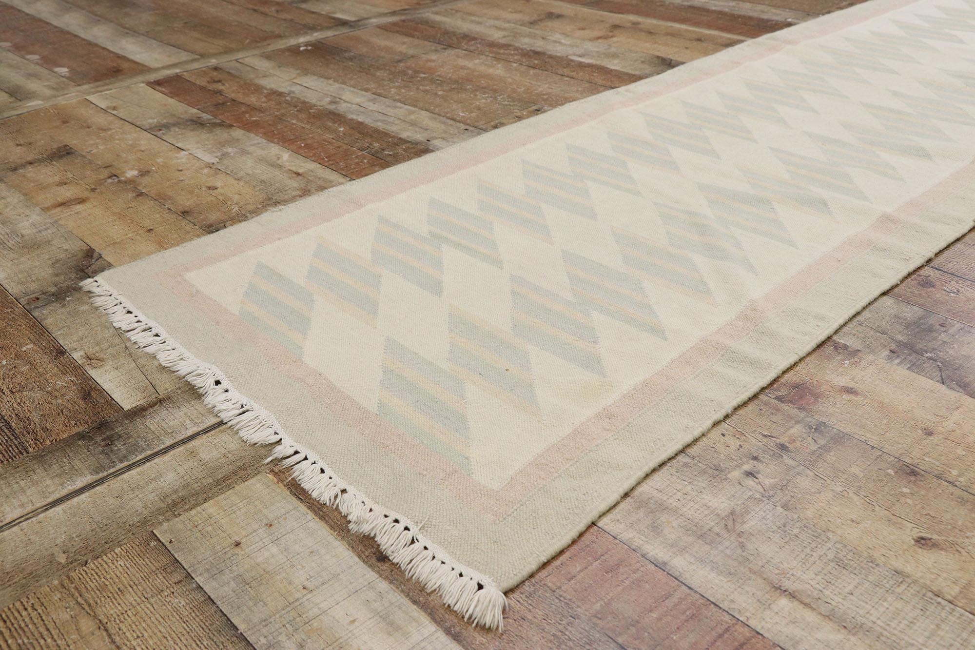 Wool Vintage Persian Shiraz Kilim Runner with Southwestern Bohemian Style For Sale