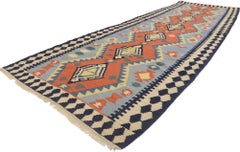 Vintage Persian Shiraz Flatweave Carpet Runner