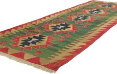 Vintage Persian Shiraz Kilim Runner, Luxury Lodge Meets Western Chic