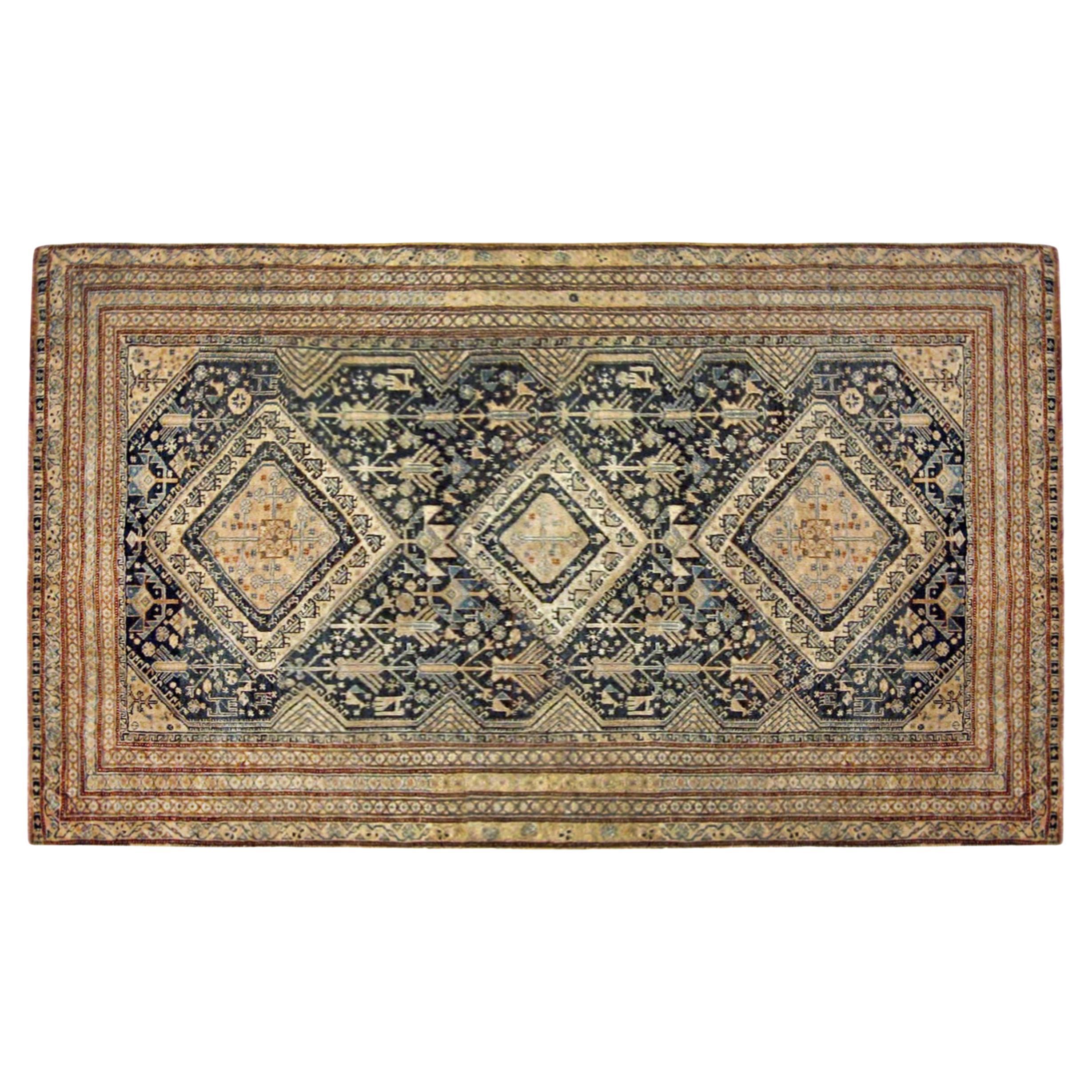 Vintage Persian Shiraz Oriental Rug, in Small Size, with Three Medallions For Sale