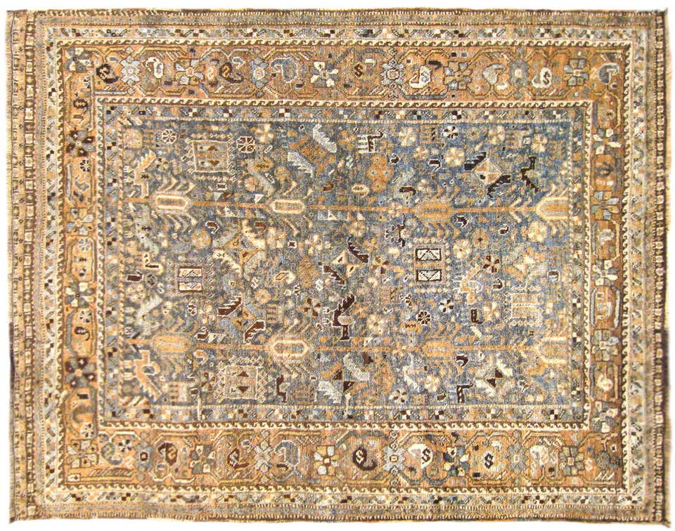 Vintage Persian Kerman Rug, in Small Square Size, with Ivory Field and ...