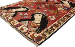 Vintage Persian Shiraz Pictorial Rug, Wall Hanging, Persian Tapestry