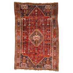 Vintage Persian Shiraz Qashqai Rug with Tribal Style