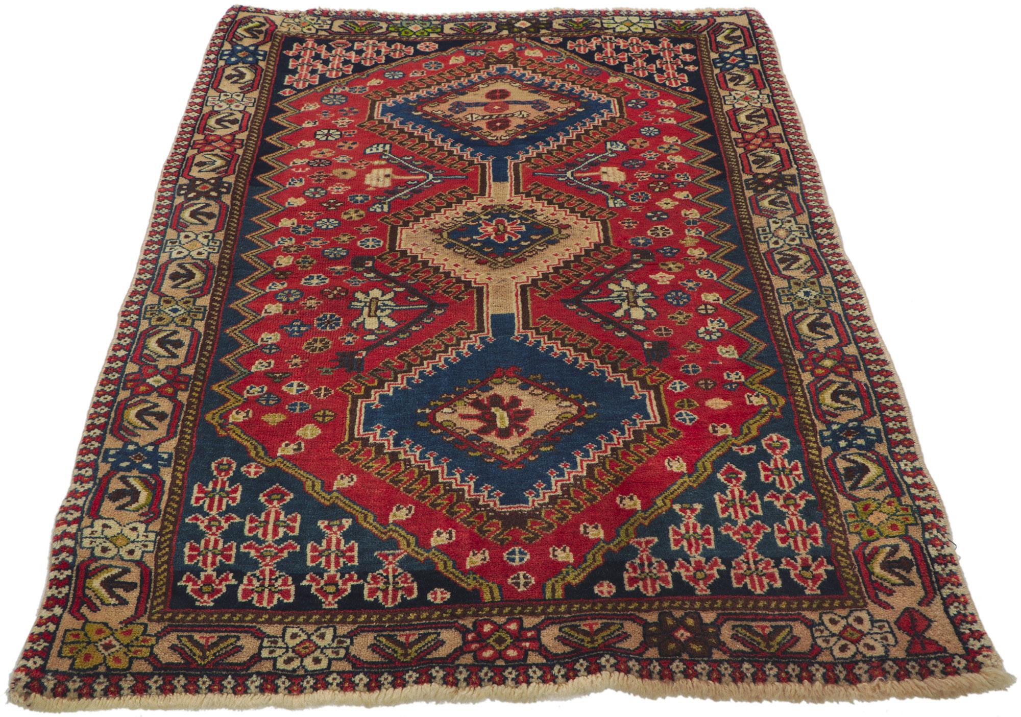 Tribal Vintage Persian Shiraz Rug For Sale