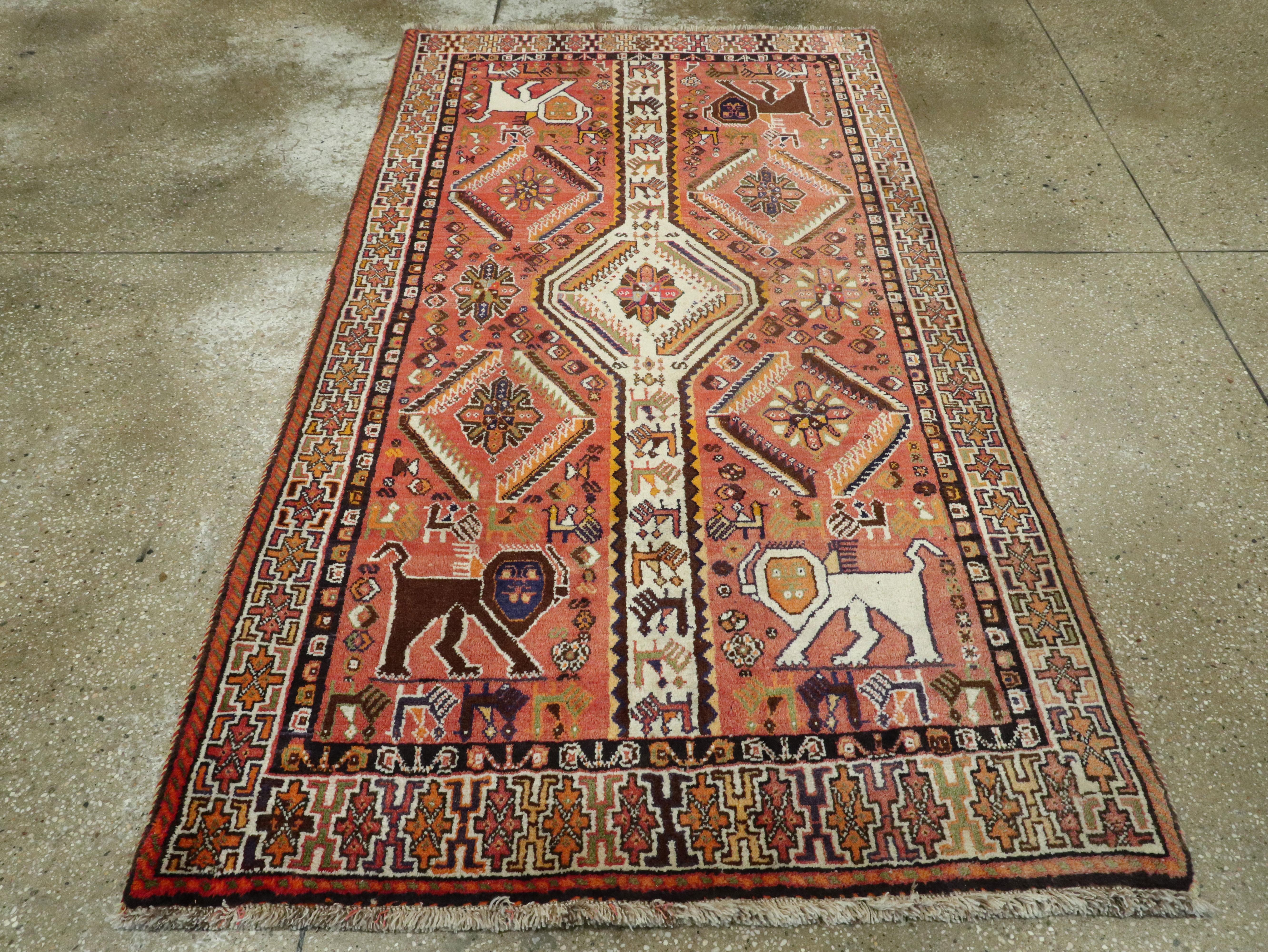 Hand-Knotted Vintage Persian Shiraz Rug