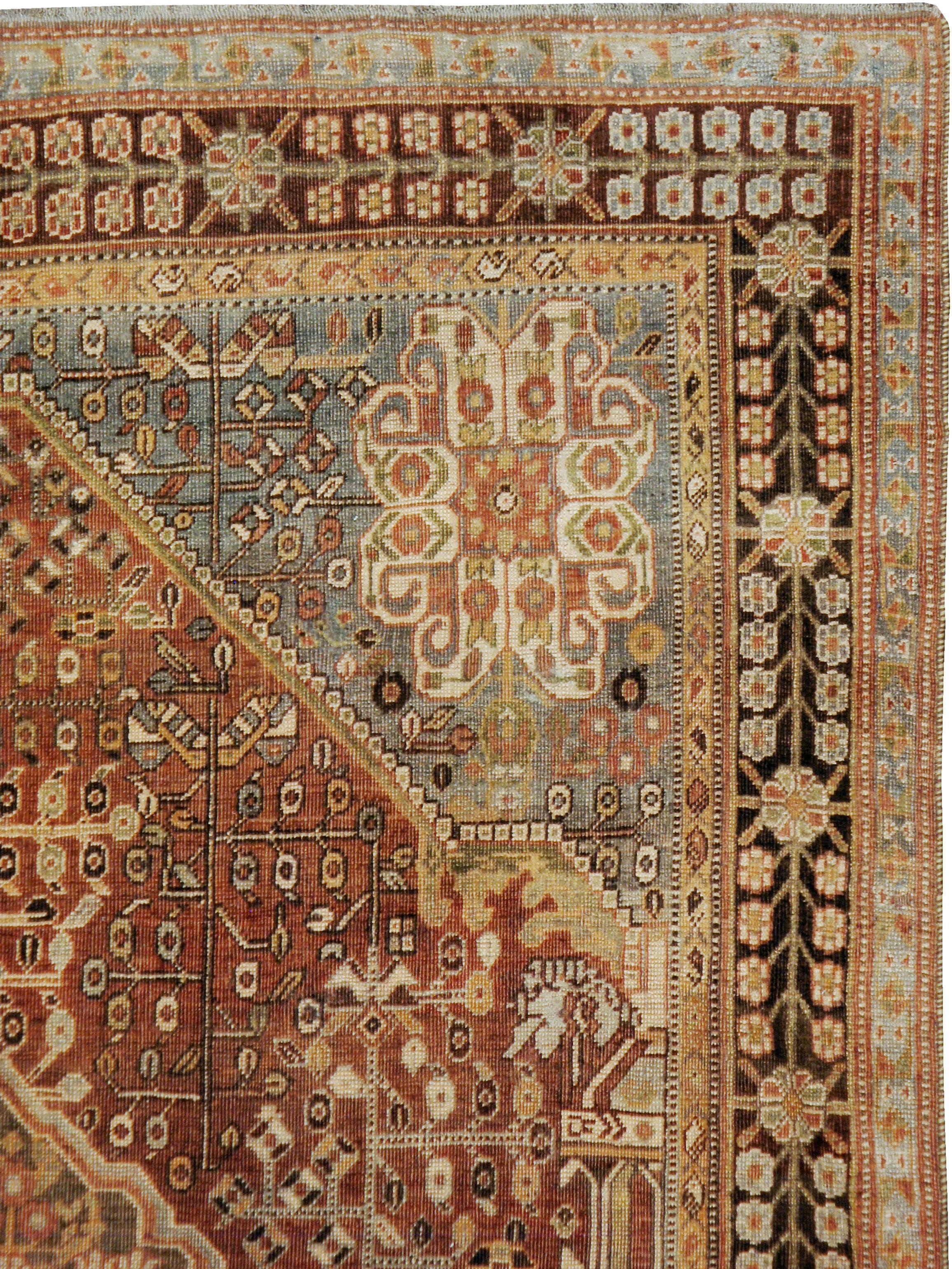 Hand-Knotted Vintage Persian Shiraz Rug For Sale