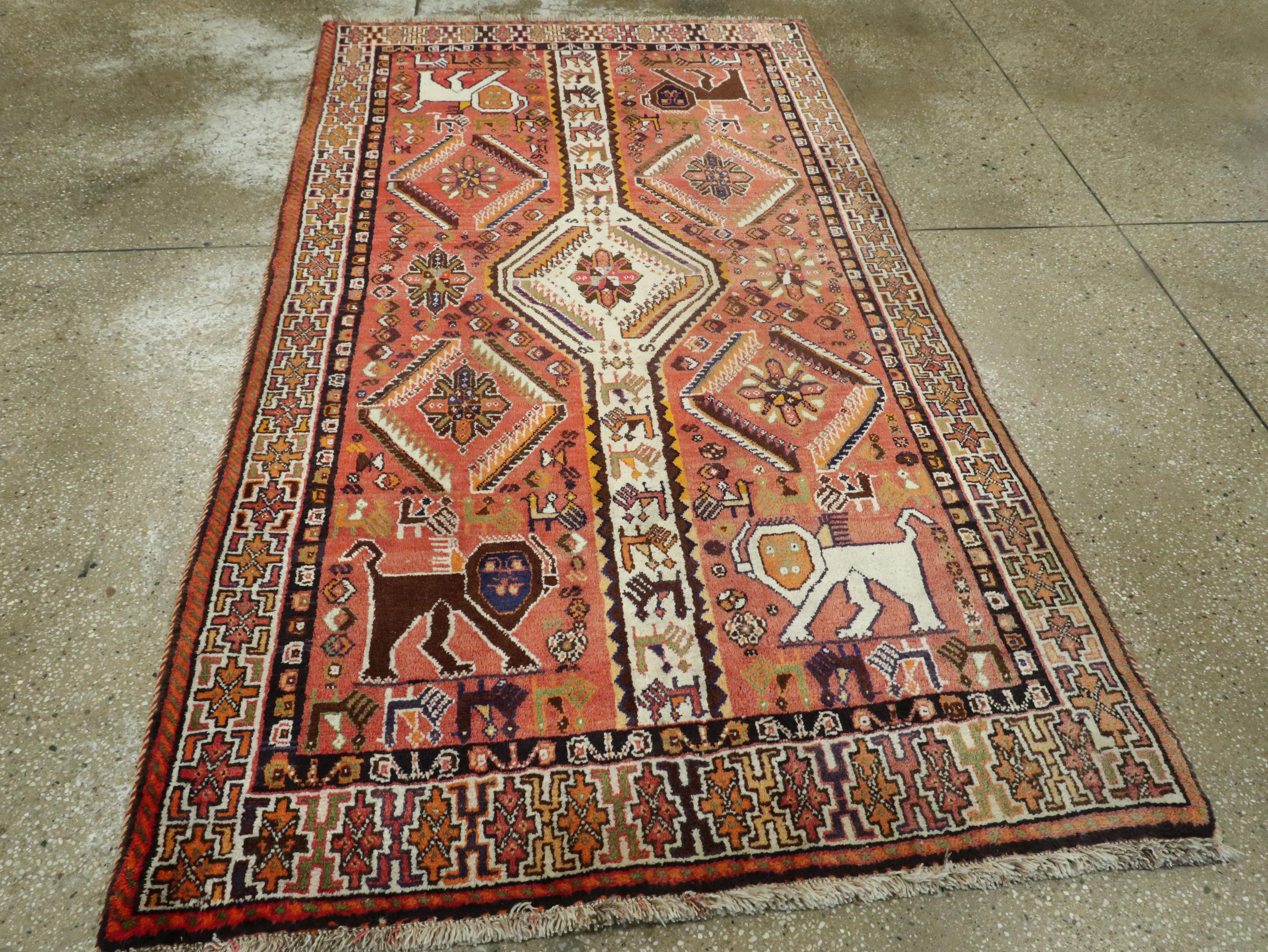 Vintage Persian Shiraz Rug In Excellent Condition In New York, NY