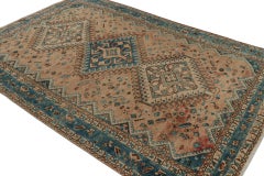 Vintage Persian Shiraz rug in Beige-Brown & Blue Floral Patterns by Rug & Kilim