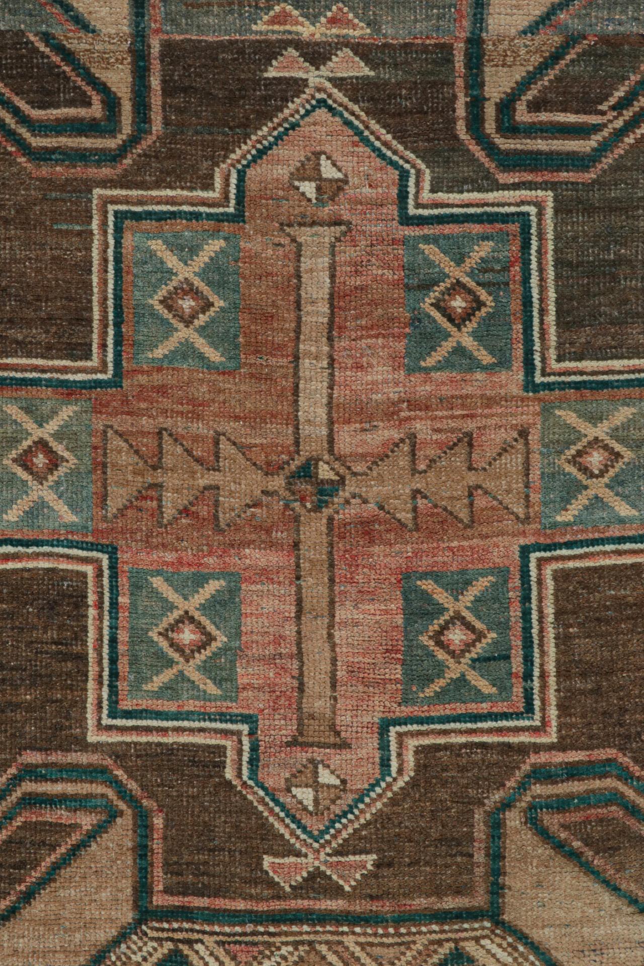 Wool Vintage Persian Shiraz rug in Beige, Brown & Blue Tribal Patterns by Rug & Kilim For Sale