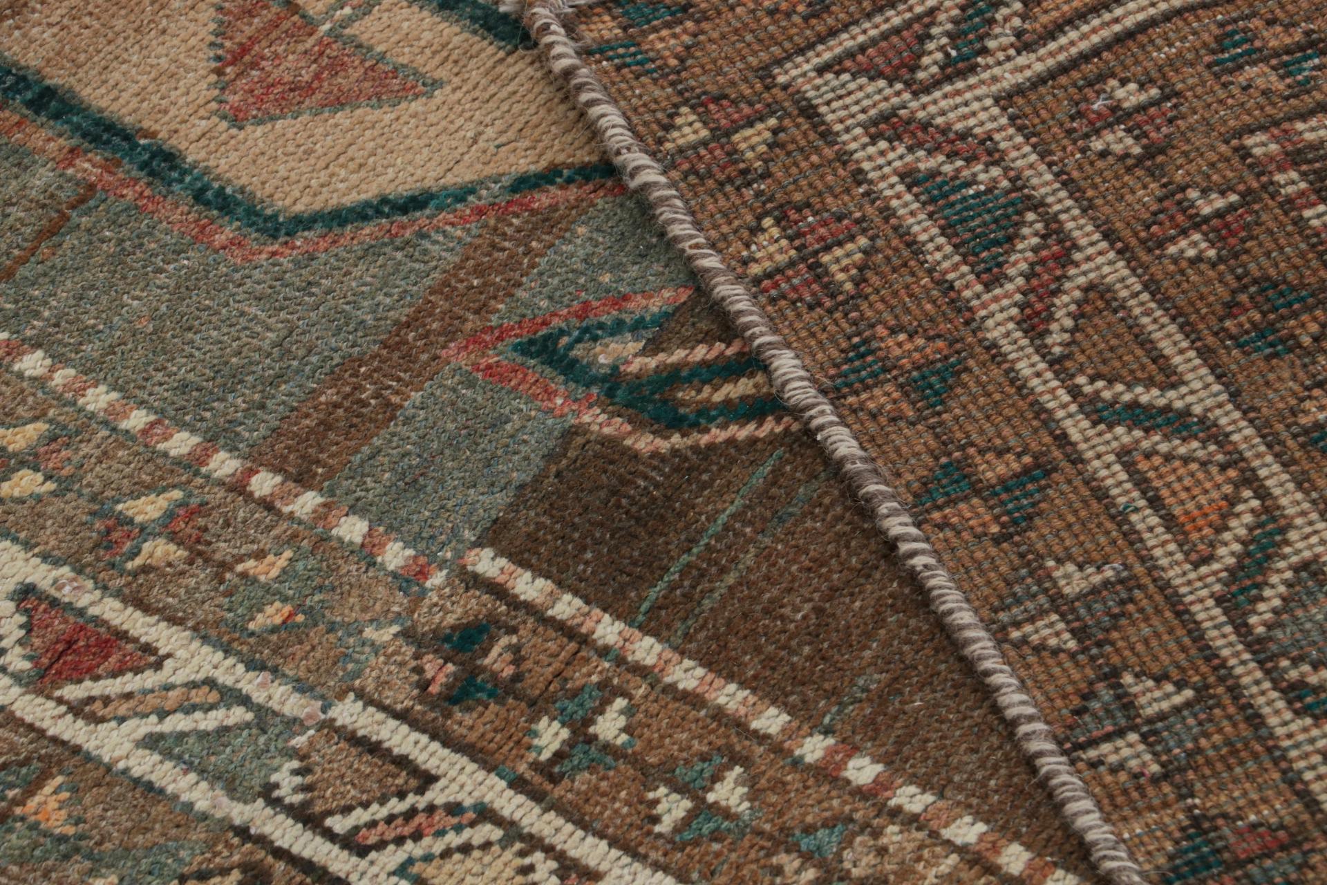 Vintage Persian Shiraz rug in Beige, Brown & Blue Tribal Patterns by Rug & Kilim For Sale 1