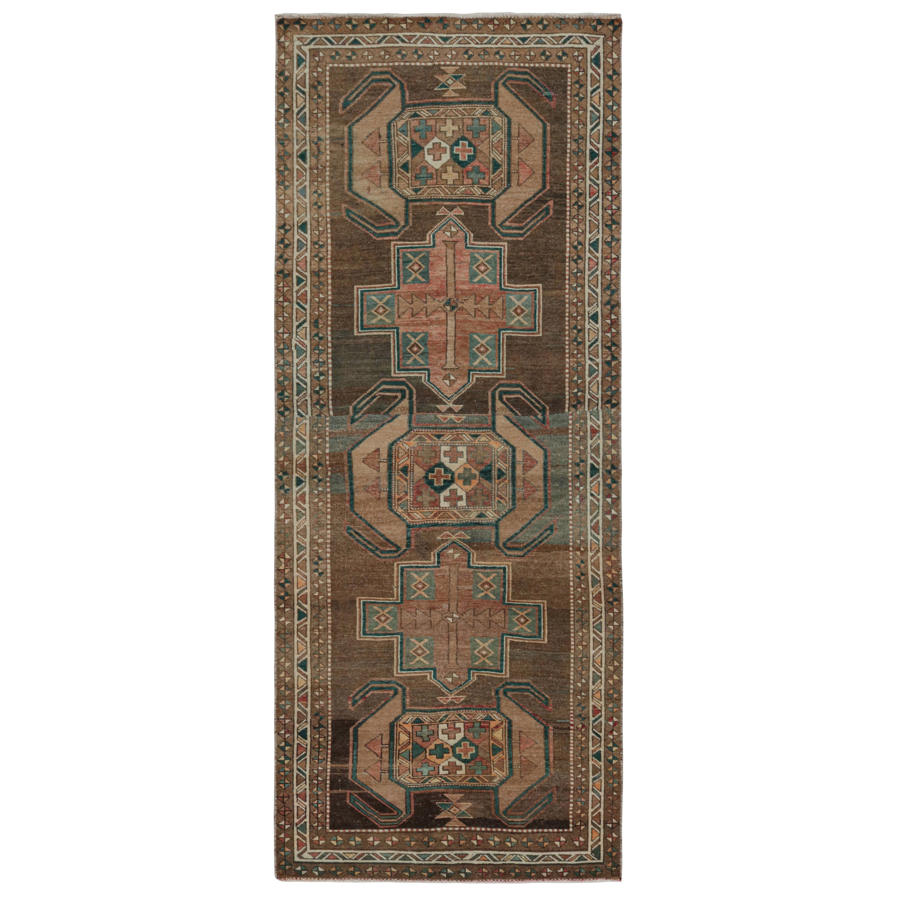 Tapis persan vintage Shiraz Beige, Brown & Blue Tribal Patterns by Rug & Kilim