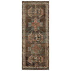 Tapis persan vintage Shiraz Beige, Brown & Blue Tribal Patterns by Rug & Kilim