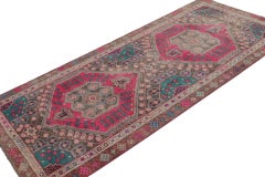 Vintage Persian Shiraz rug in Pink and Teal Floral Patterns by Rug & Kilim