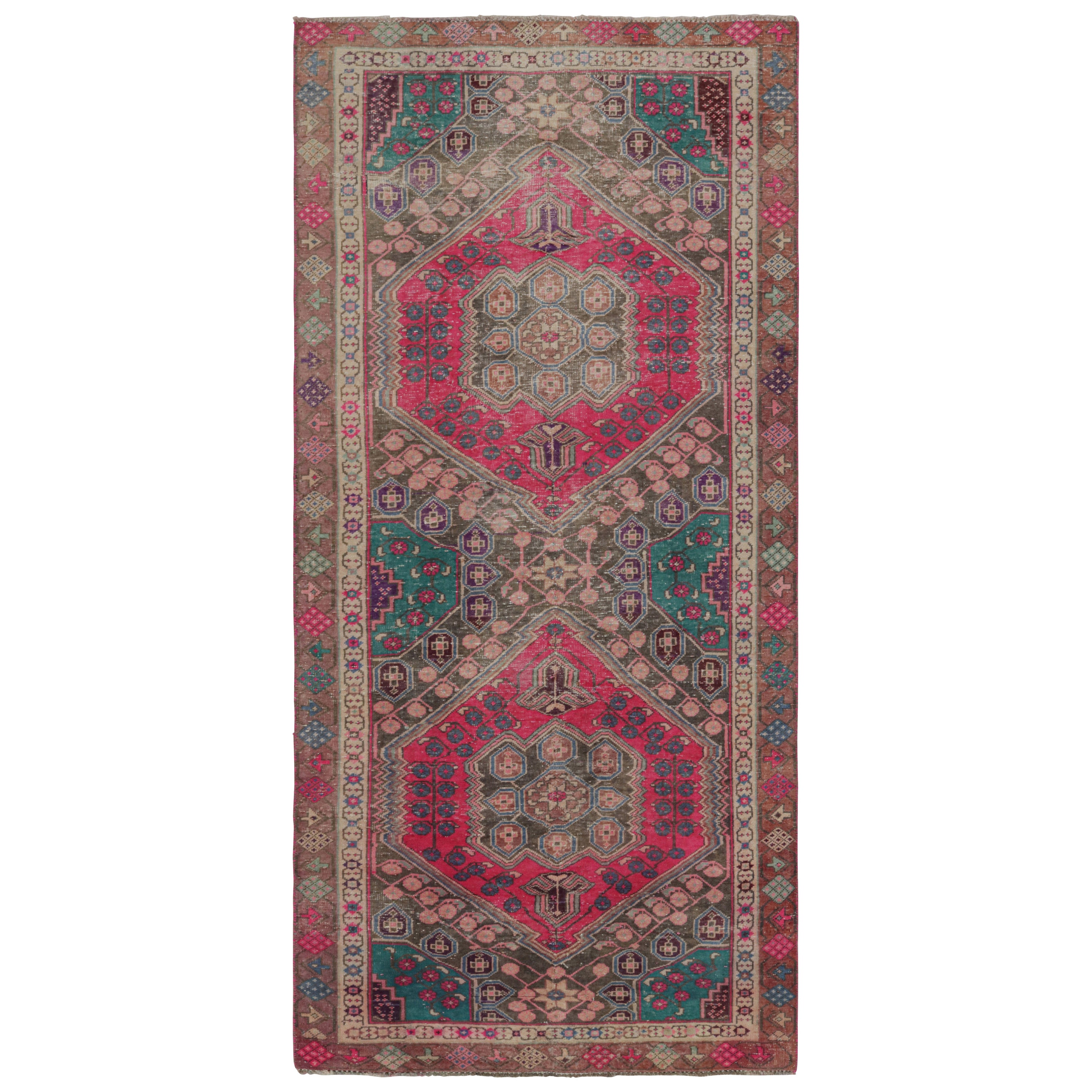 Persischer Shiraz-Teppich in Rosa und Teal mit Blumenmuster von Rug & Kilim, Vintage
