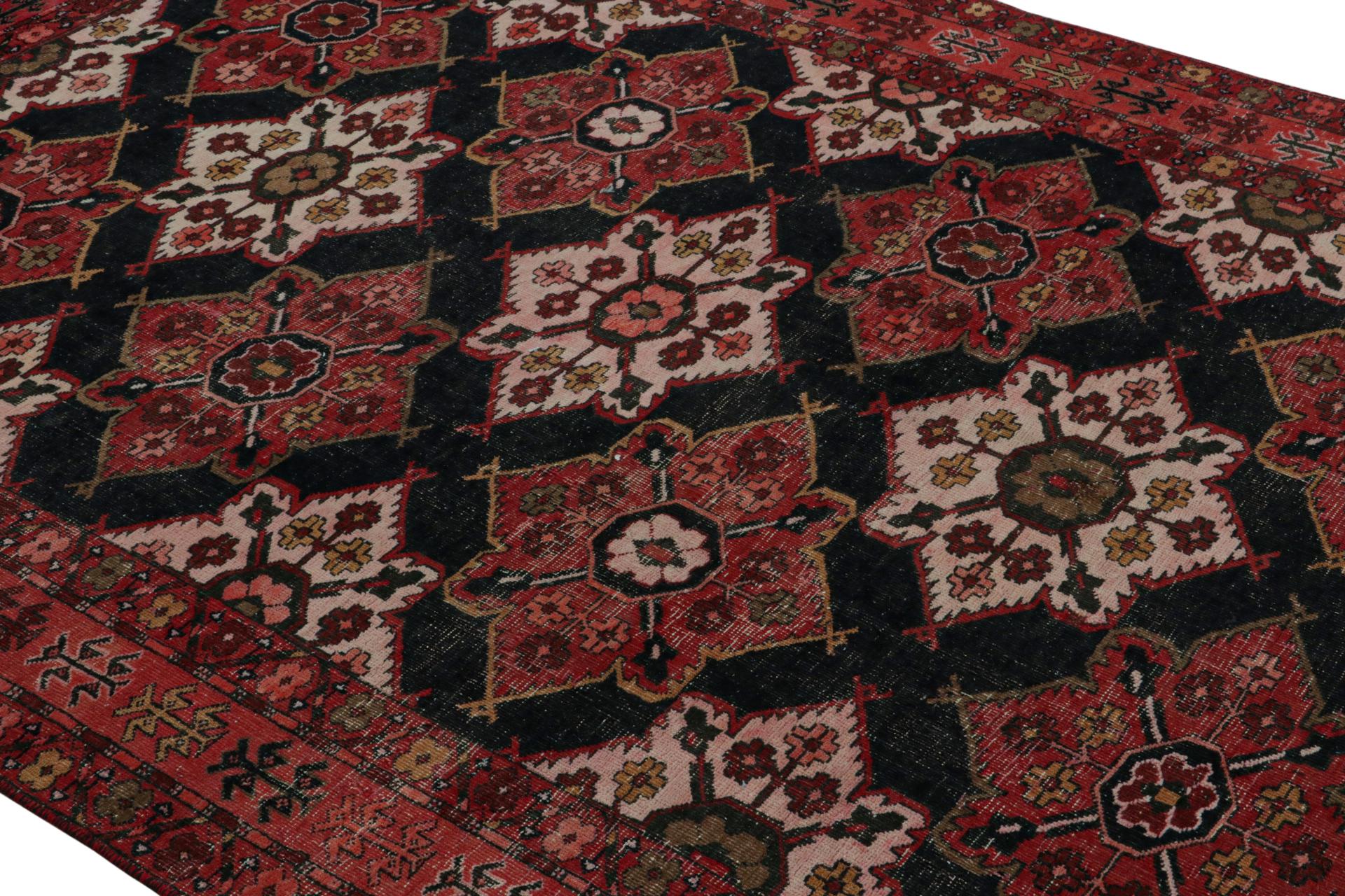 Vintage Persian Shiraz rug in Red and Black Floral Patterns by Rug & Kilim In Good Condition For Sale In Long Island City, NY