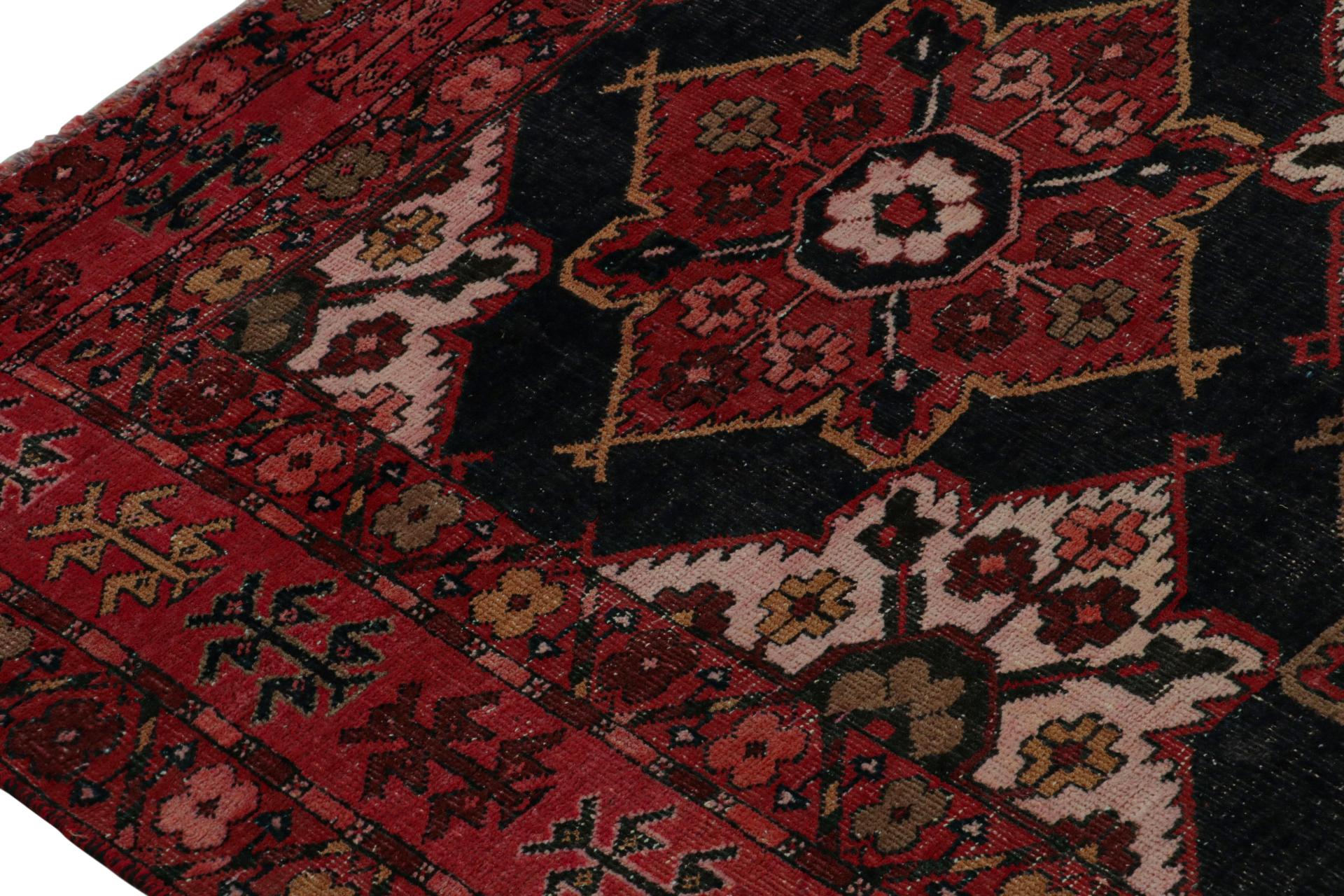 Late 20th Century Vintage Persian Shiraz rug in Red and Black Floral Patterns by Rug & Kilim For Sale