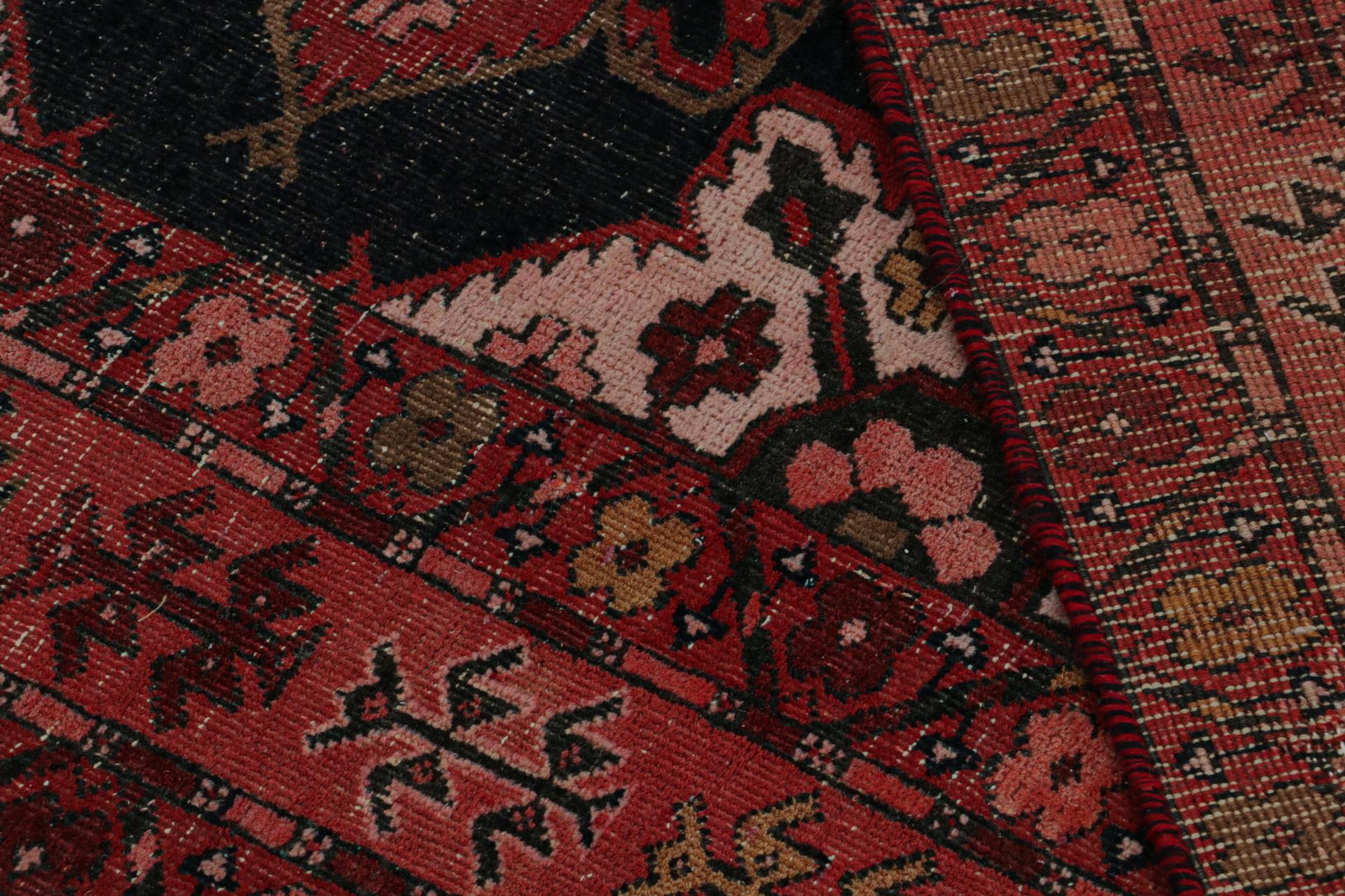 Vintage Persian Shiraz rug in Red and Black Floral Patterns by Rug & Kilim For Sale 1
