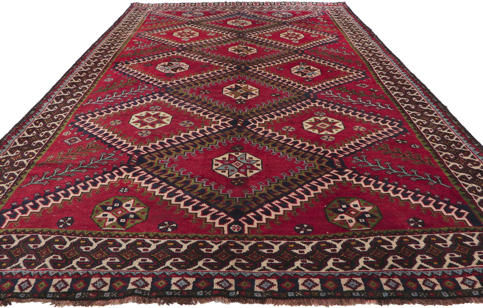 Hand-Knotted Vintage Persian Shiraz Rug, Luxury Lodge Meets Tribal Enchantment For Sale