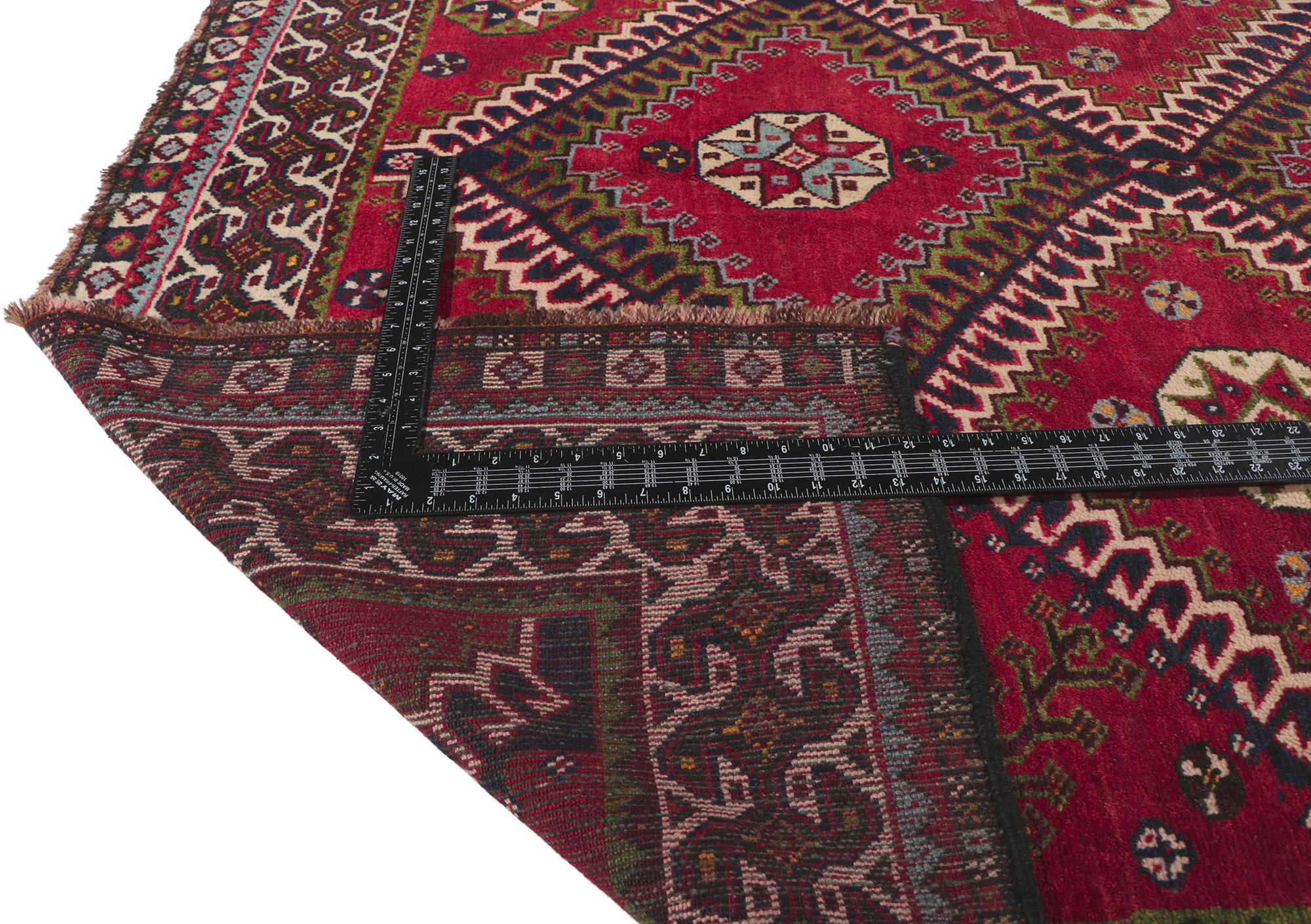 20th Century Vintage Persian Shiraz Rug, Luxury Lodge Meets Tribal Enchantment For Sale
