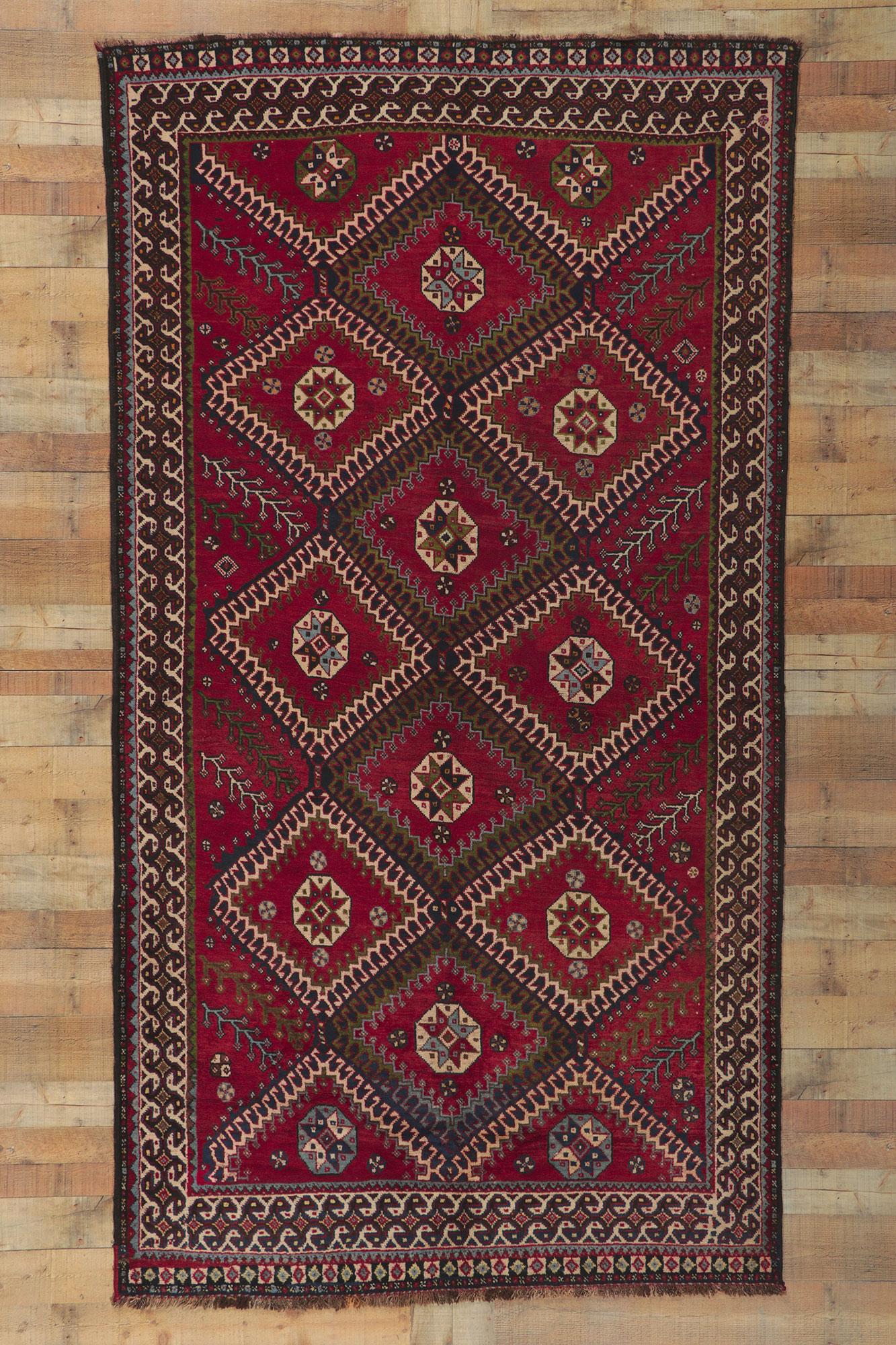Vintage Persian Shiraz Rug, Luxury Lodge Meets Tribal Enchantment For Sale 2