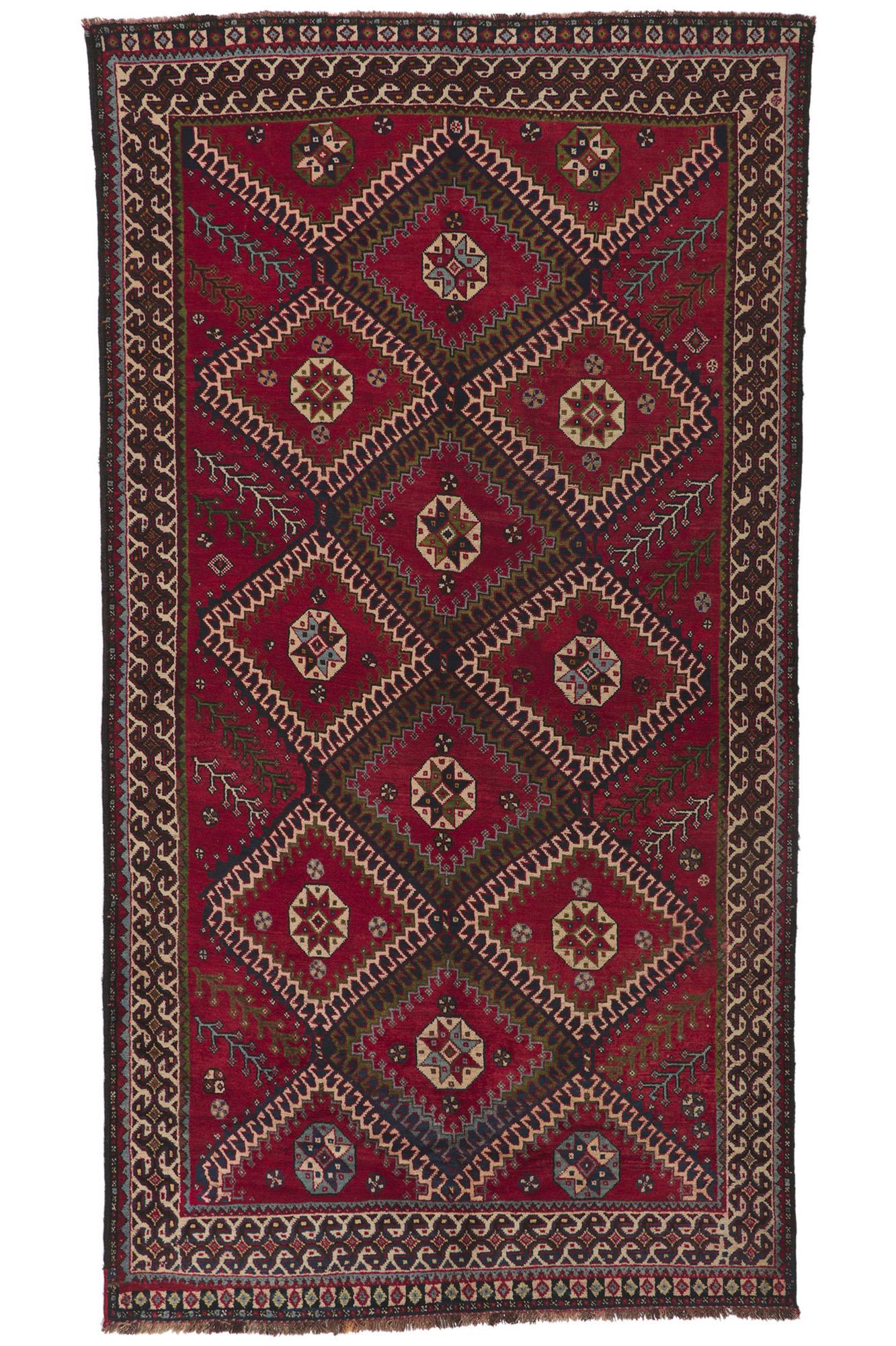 Vintage Persian Shiraz Rug, Luxury Lodge Meets Tribal Enchantment For Sale 3