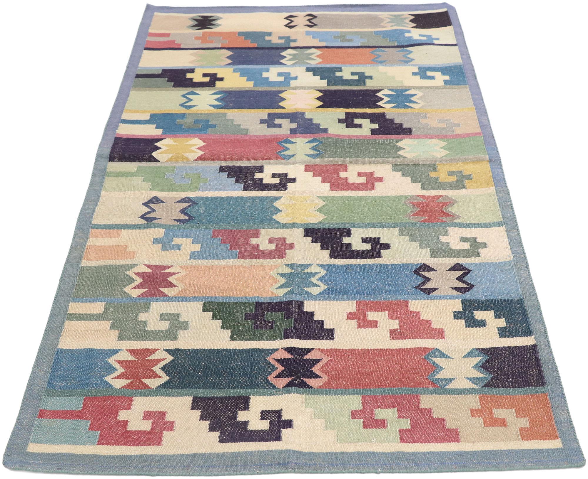Bohemian Vintage Persian Shiraz Rug with Boho Chic Tribal Style For Sale