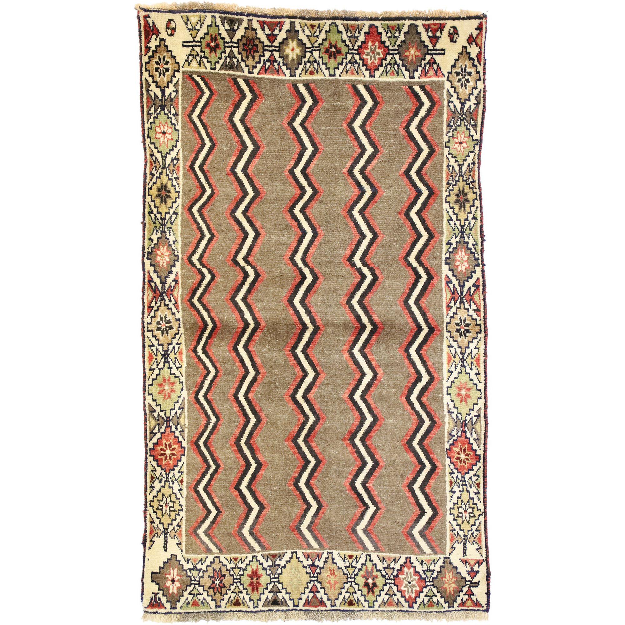 Vintage Persian Shiraz Rug with MidCentury Modern Style, Small Accent