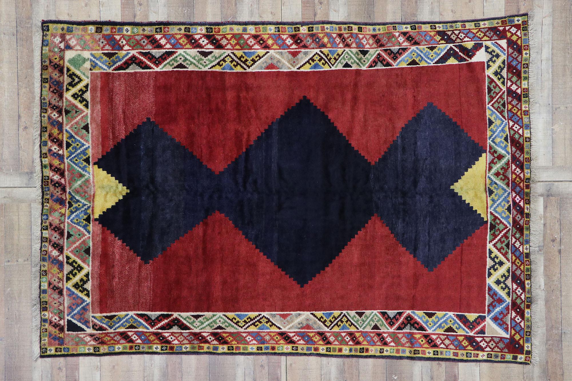 Vintage Persian Shiraz Rug with Mid-Century Modern Tribal Style For Sale 2