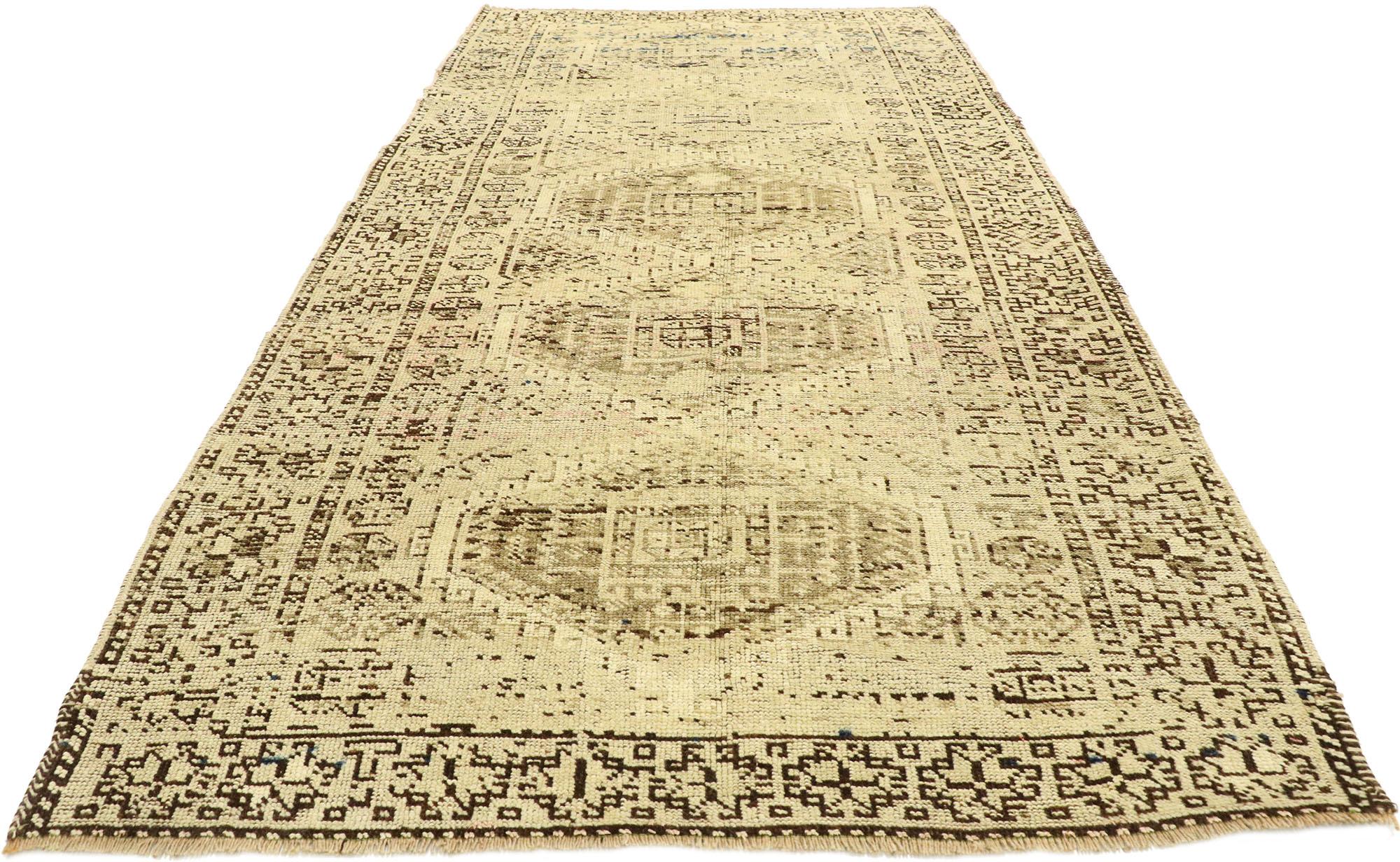 Hand-Knotted Vintage Persian Shiraz Rug with Modern Shaker Style For Sale