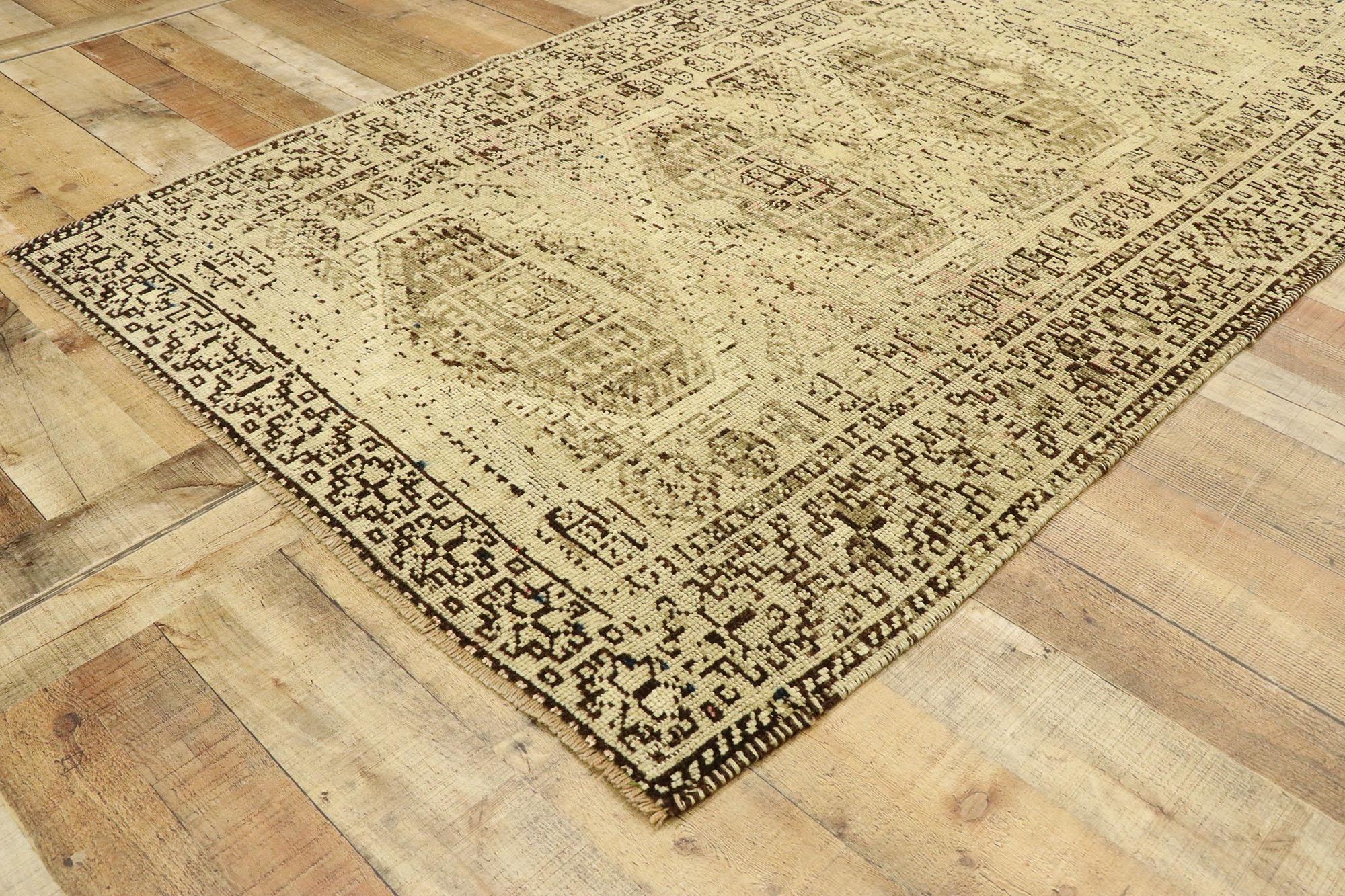 Wool Vintage Persian Shiraz Rug with Modern Shaker Style For Sale