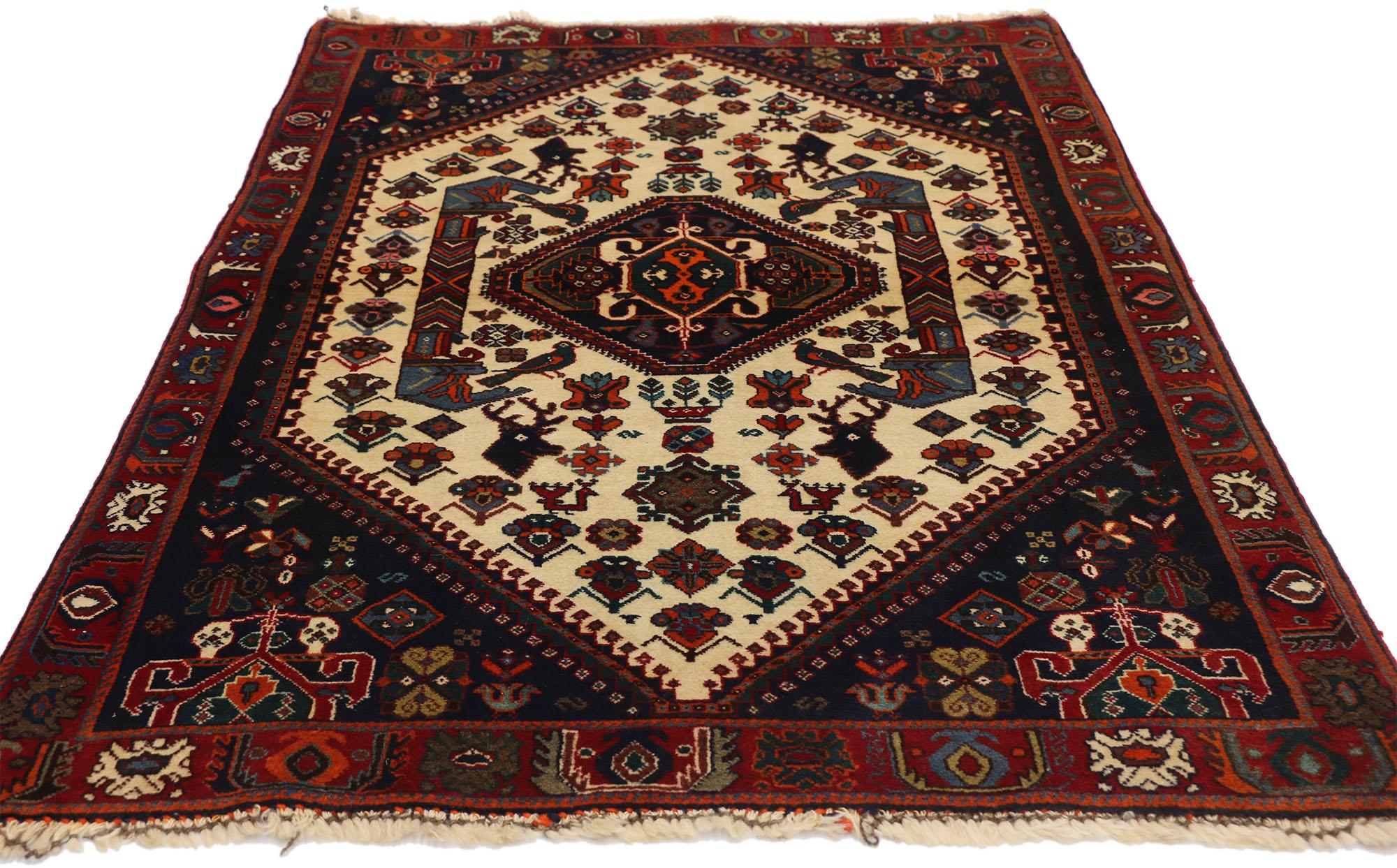 20th Century Vintage Persian Shiraz Rug with Modern Tribal Style For Sale