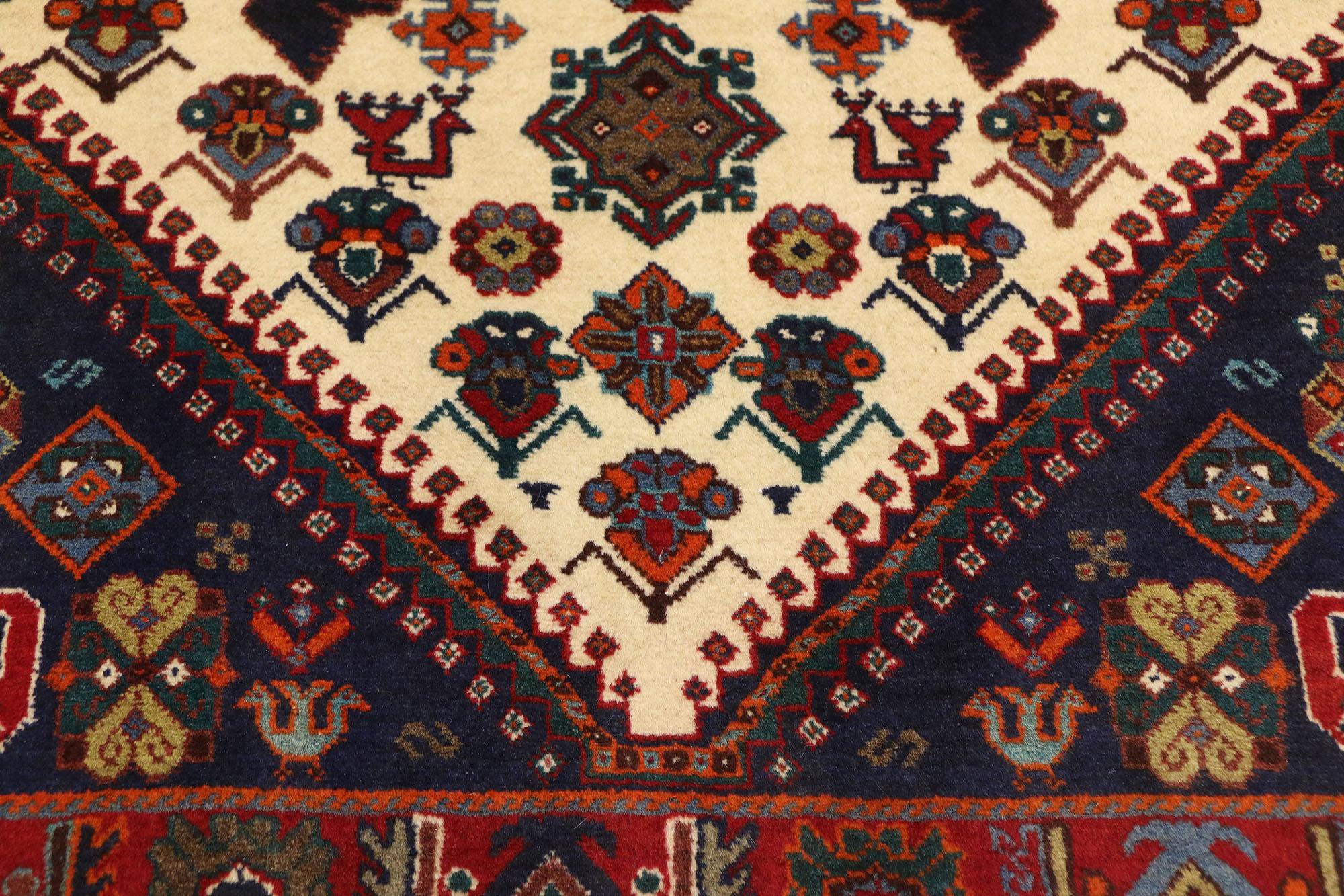 Wool Vintage Persian Shiraz Rug with Modern Tribal Style For Sale