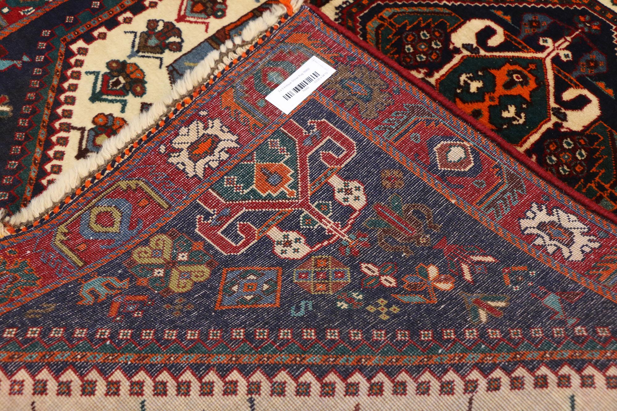 Vintage Persian Shiraz Rug with Modern Tribal Style For Sale 1