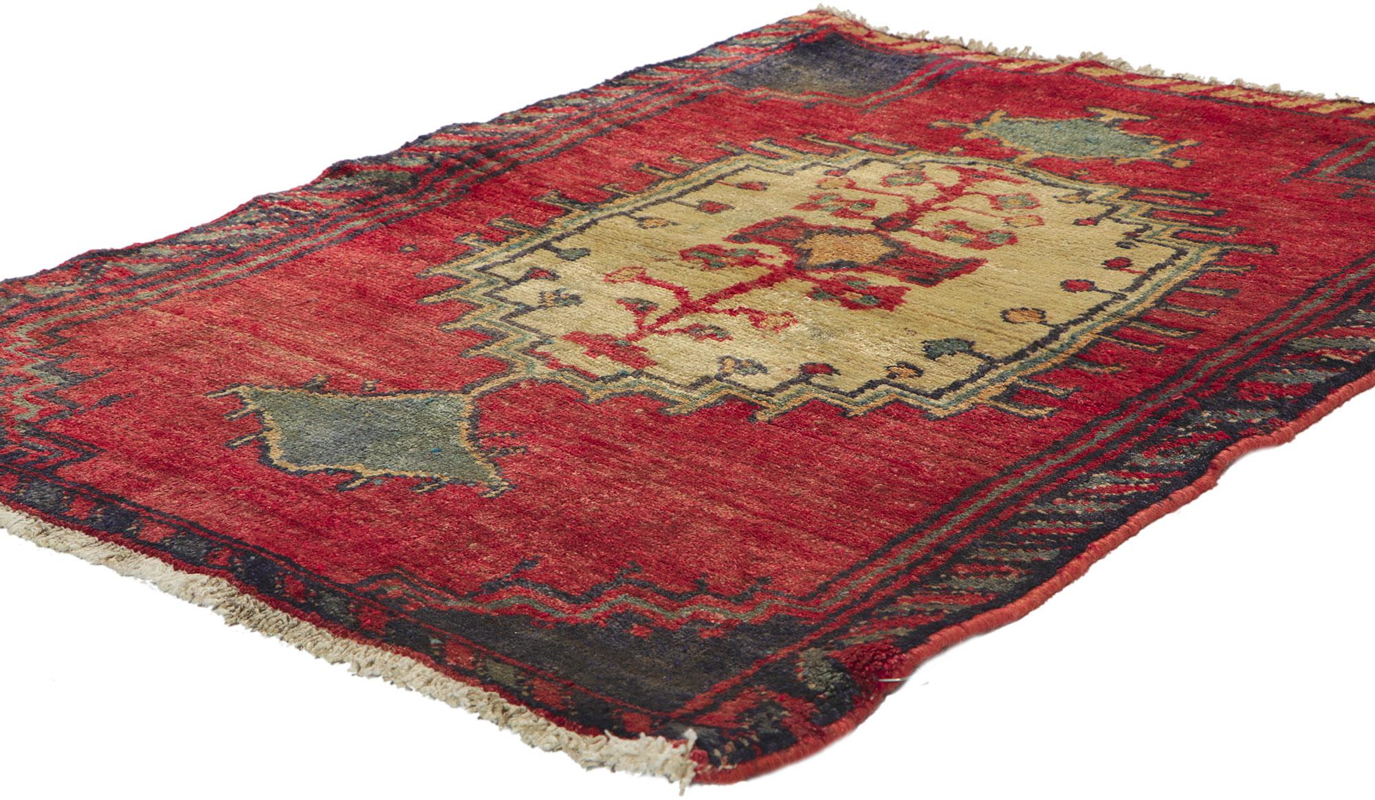 61077 Vintage Persian Shiraz rug with Tribal style, 02'11 x 03'11.