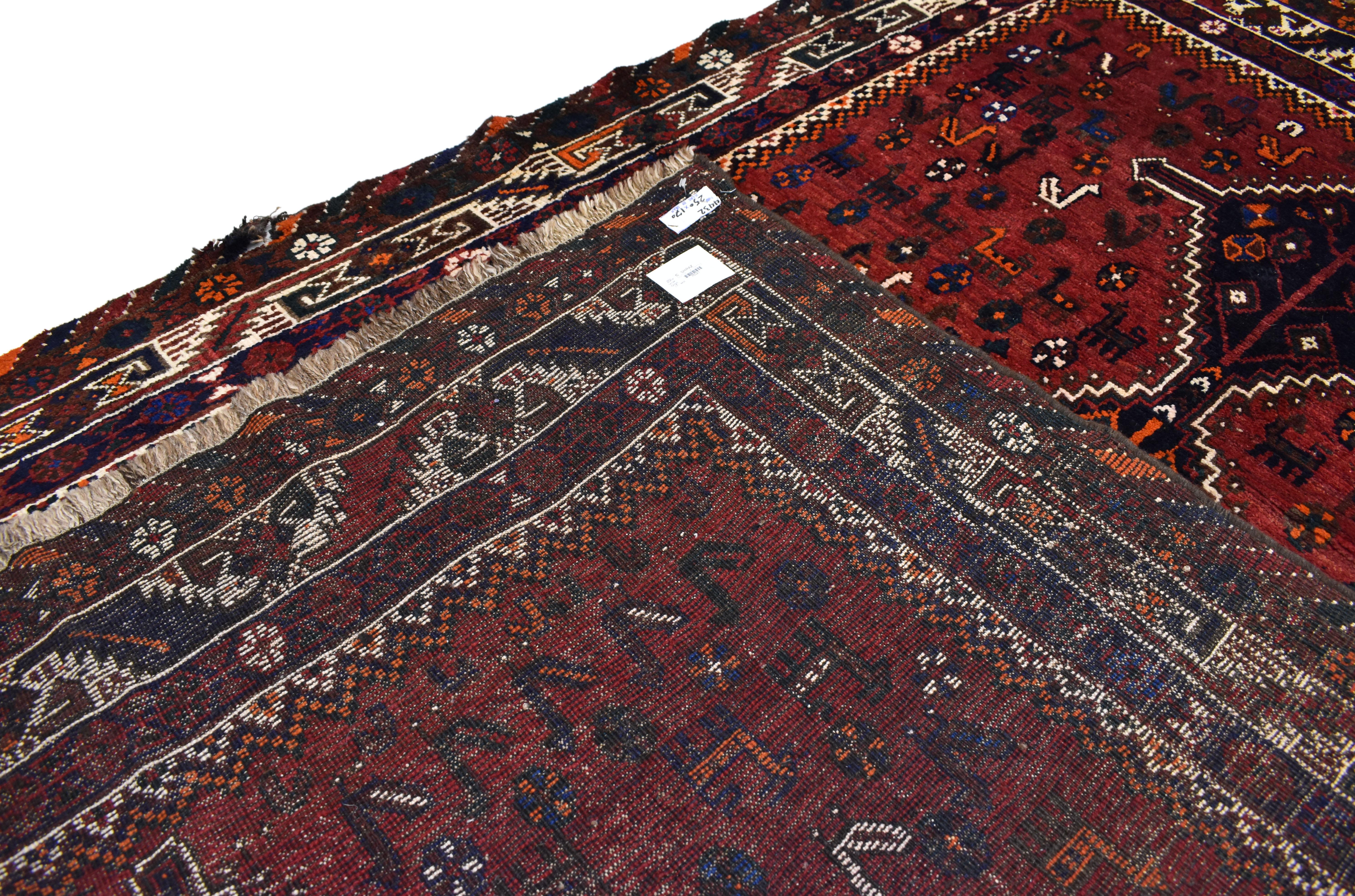 20th Century Vintage Persian Shiraz Rug with Tribal Style