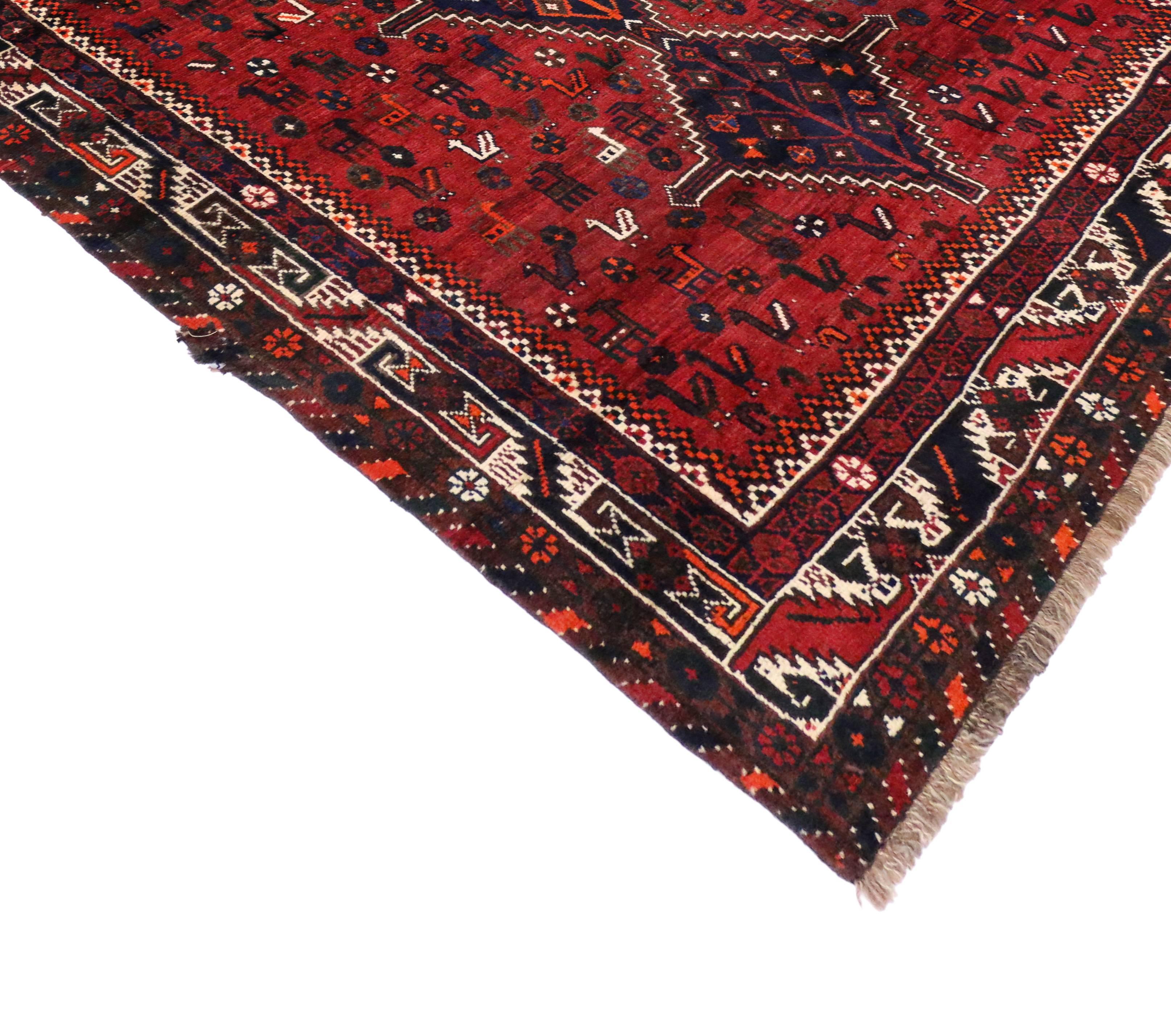 Vintage Persian Shiraz Rug with Tribal Style 1