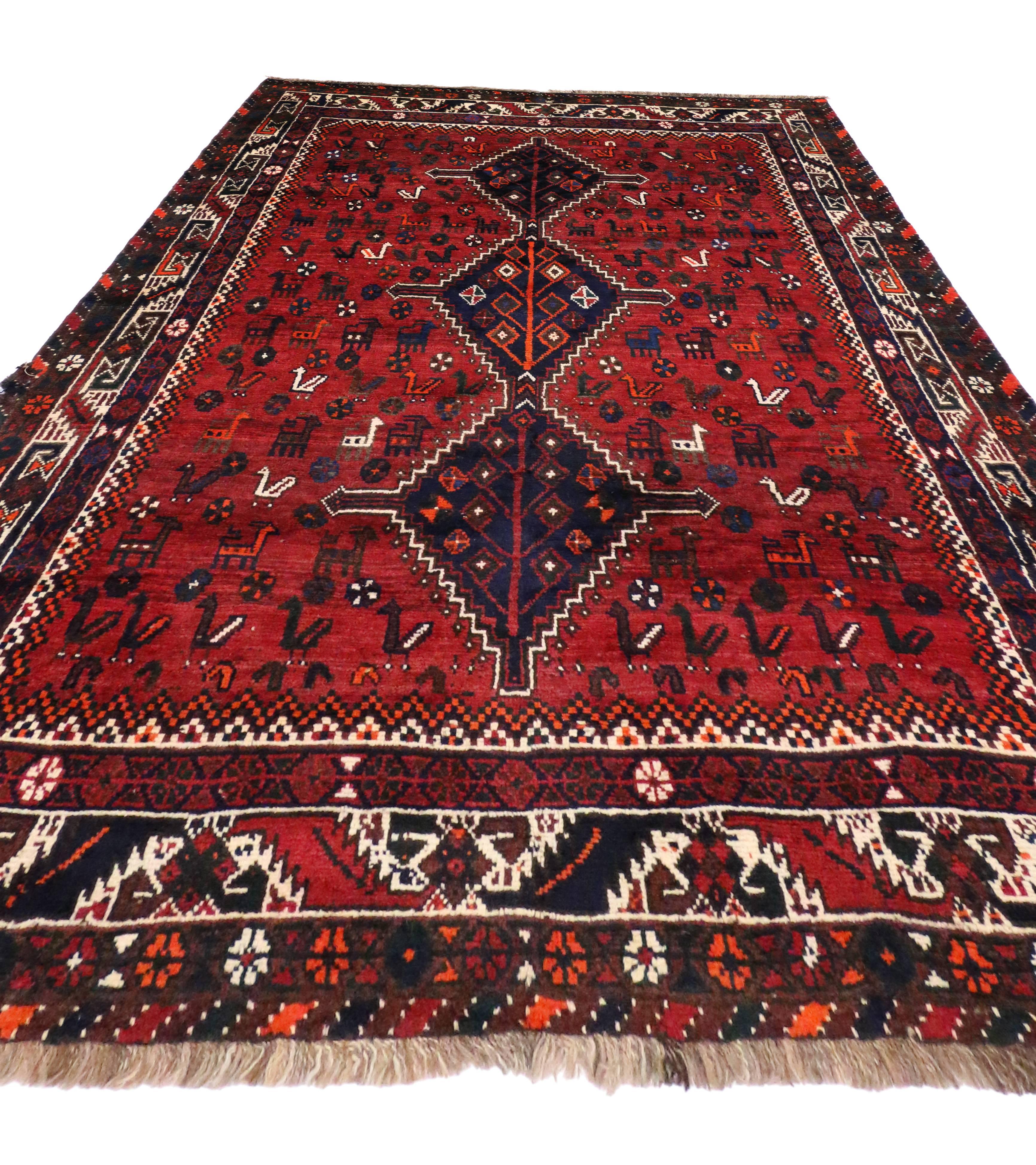 Vintage Persian Shiraz Rug with Tribal Style 2