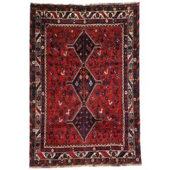 Vintage Persian Shiraz Rug with Tribal Style