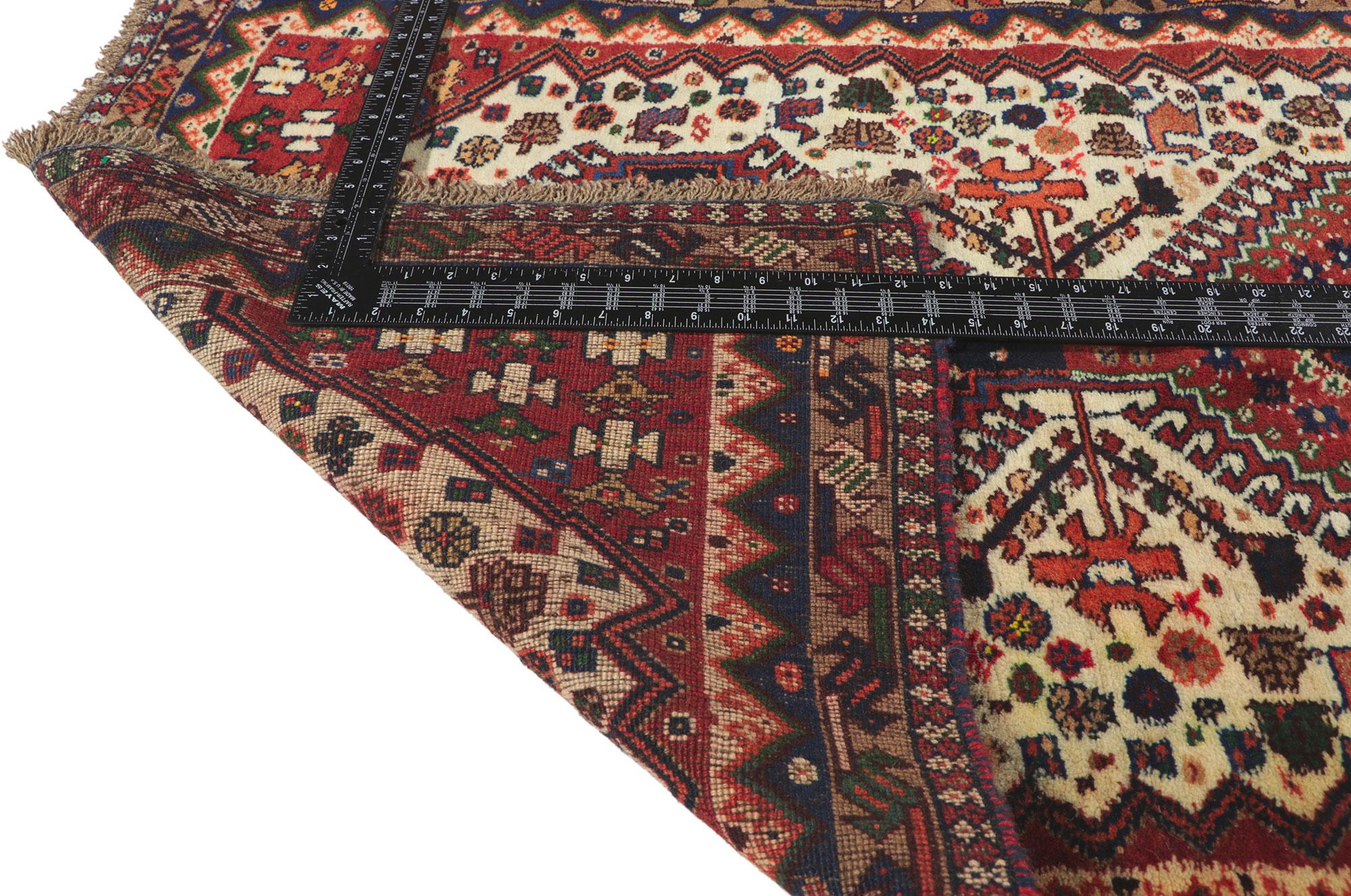 Hand-Knotted Vintage Persian Shiraz Runner For Sale