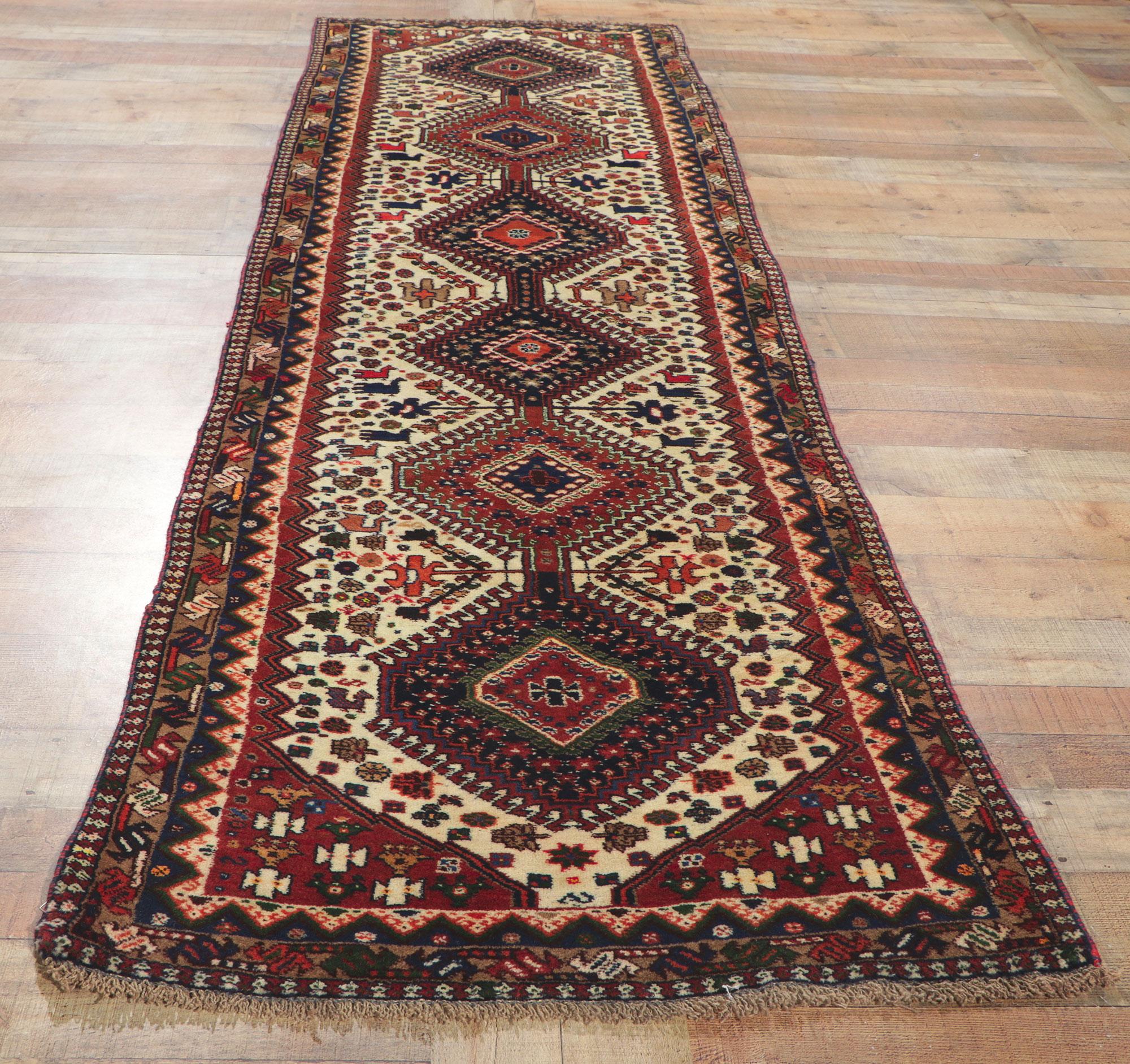 Wool Vintage Persian Shiraz Runner For Sale